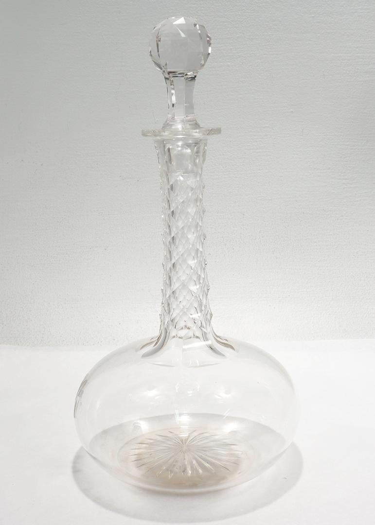 19th Century English Cut Glass Decanters with an Elongated Neck In Good Condition For Sale In Philadelphia, PA