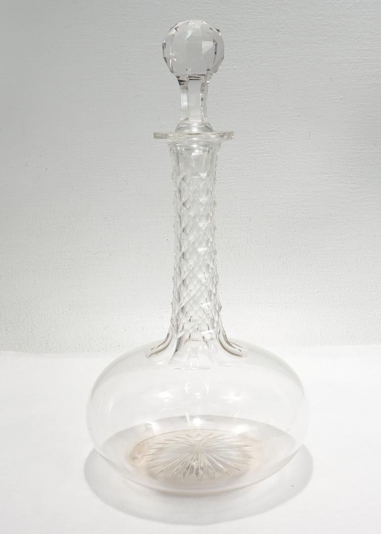 19th Century English Cut Glass Decanters with an Elongated Neck For Sale 1