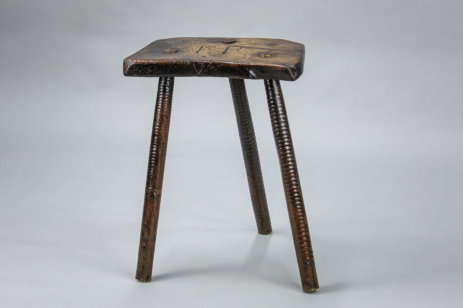 British 19th Century English Cutlers Stool Initialed 