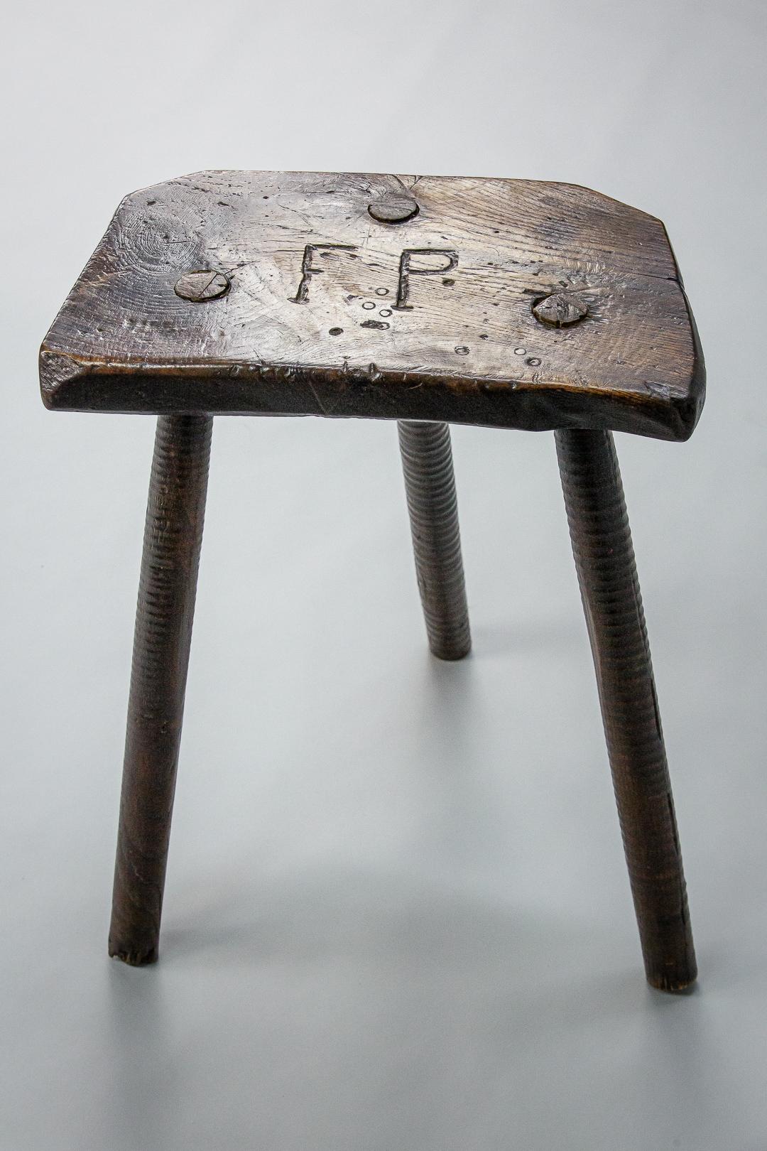 19th Century English Cutlers Stool Initialed 
