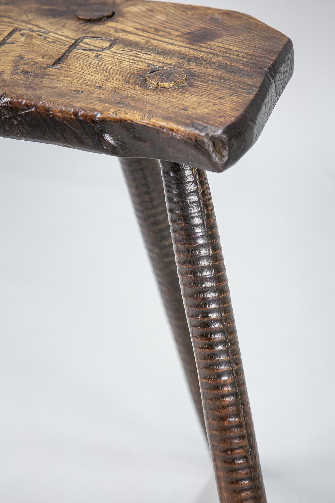 19th Century English Cutlers Stool Initialed 