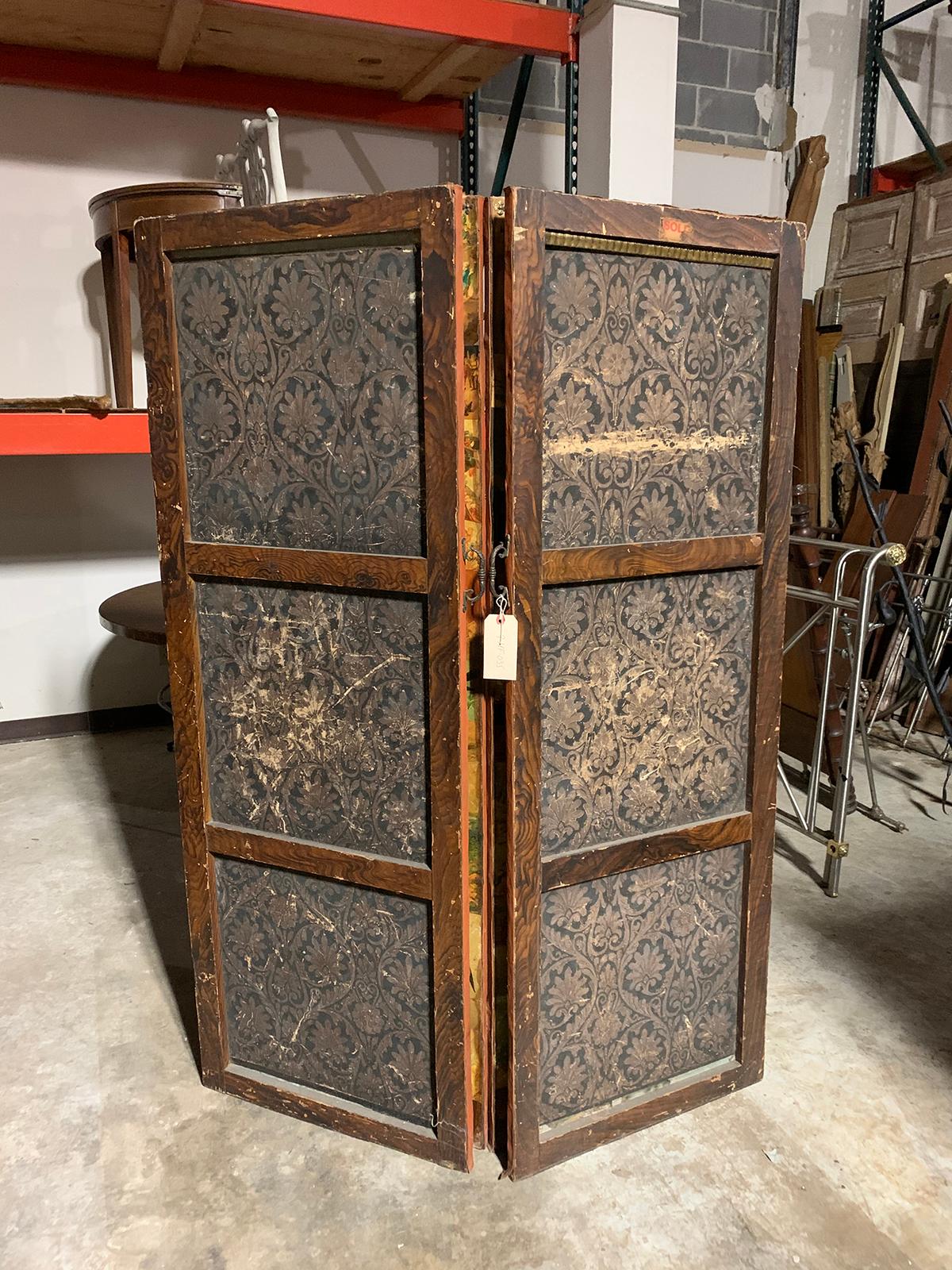19th Century English Decalcomania Four-Panel Screen For Sale 2