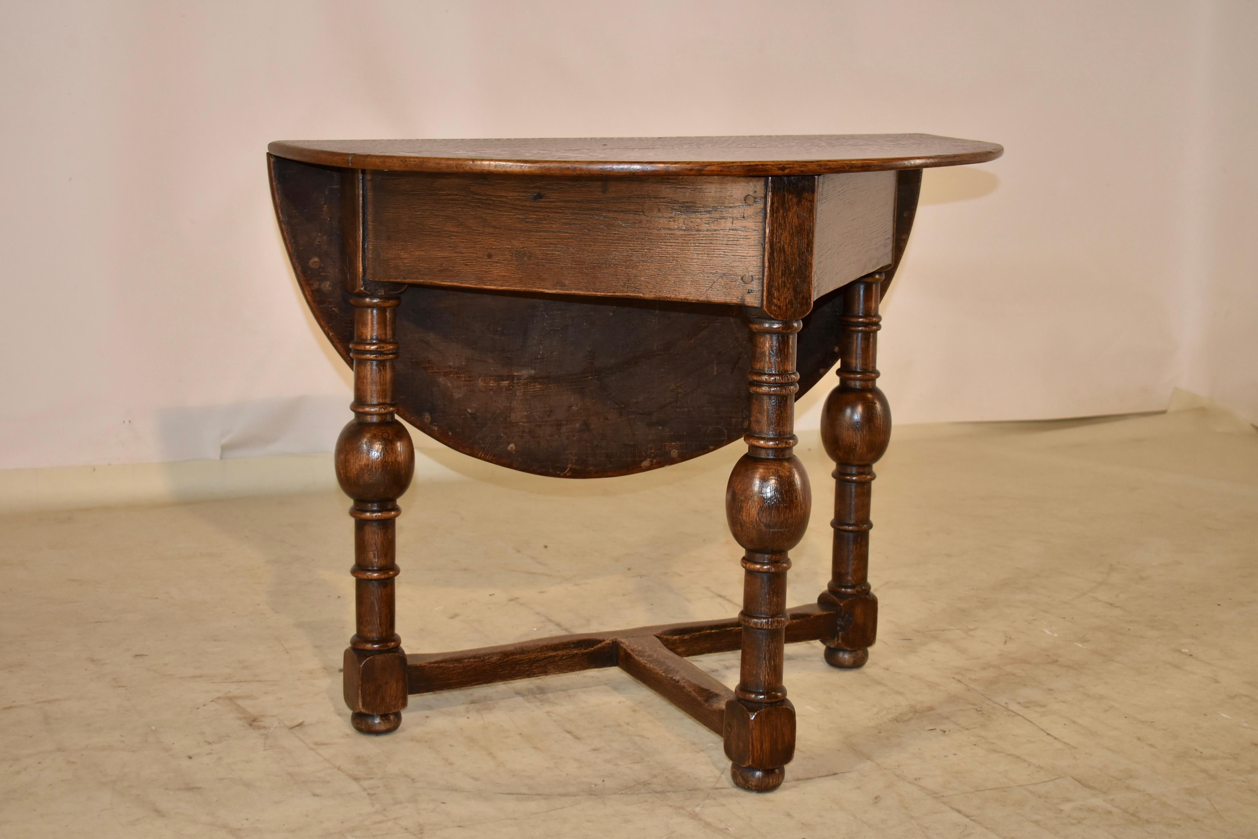 19th Century English Demi-Lune Drop-Leaf Table In Good Condition In High Point, NC