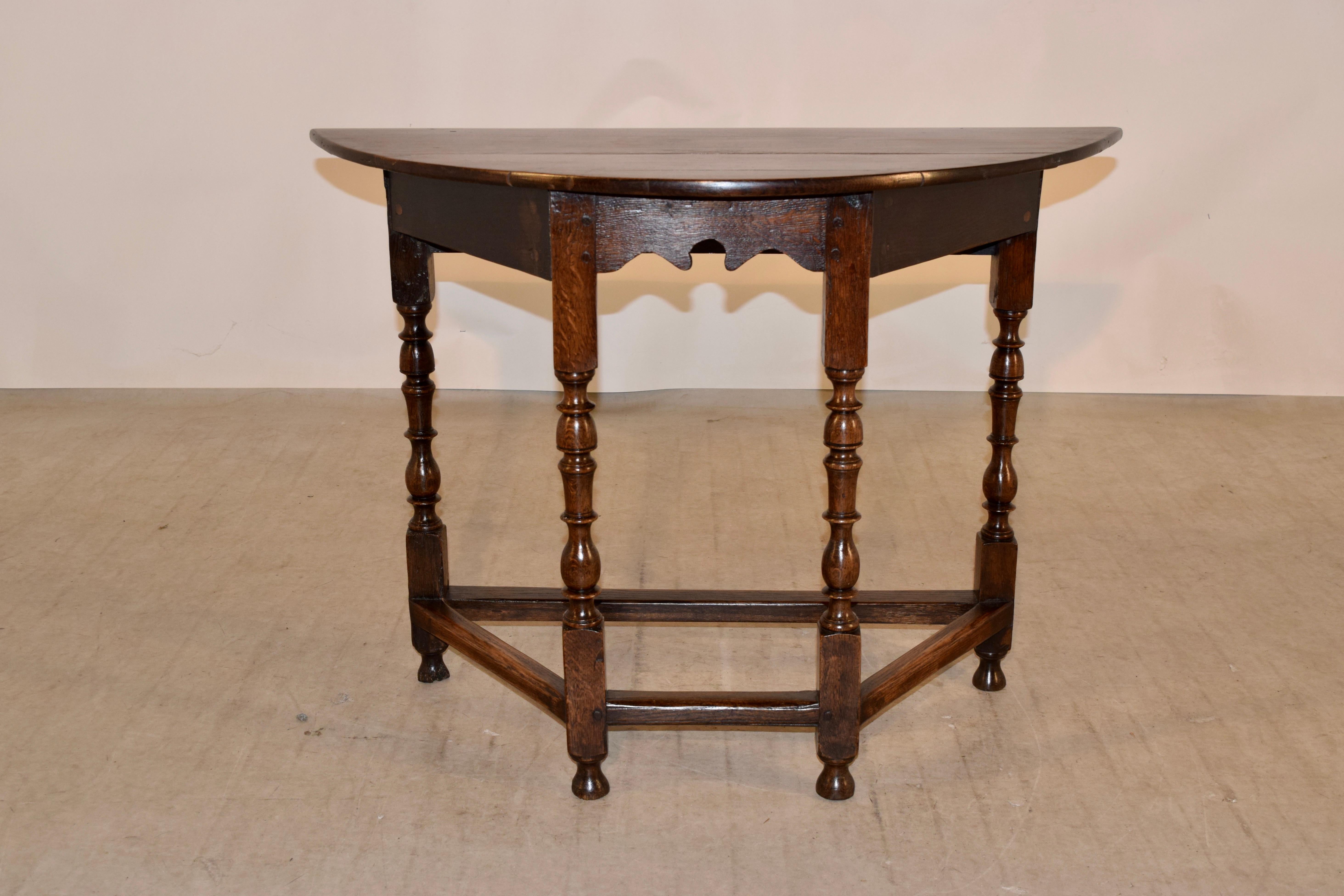 Turned 19th Century English Demilune Table