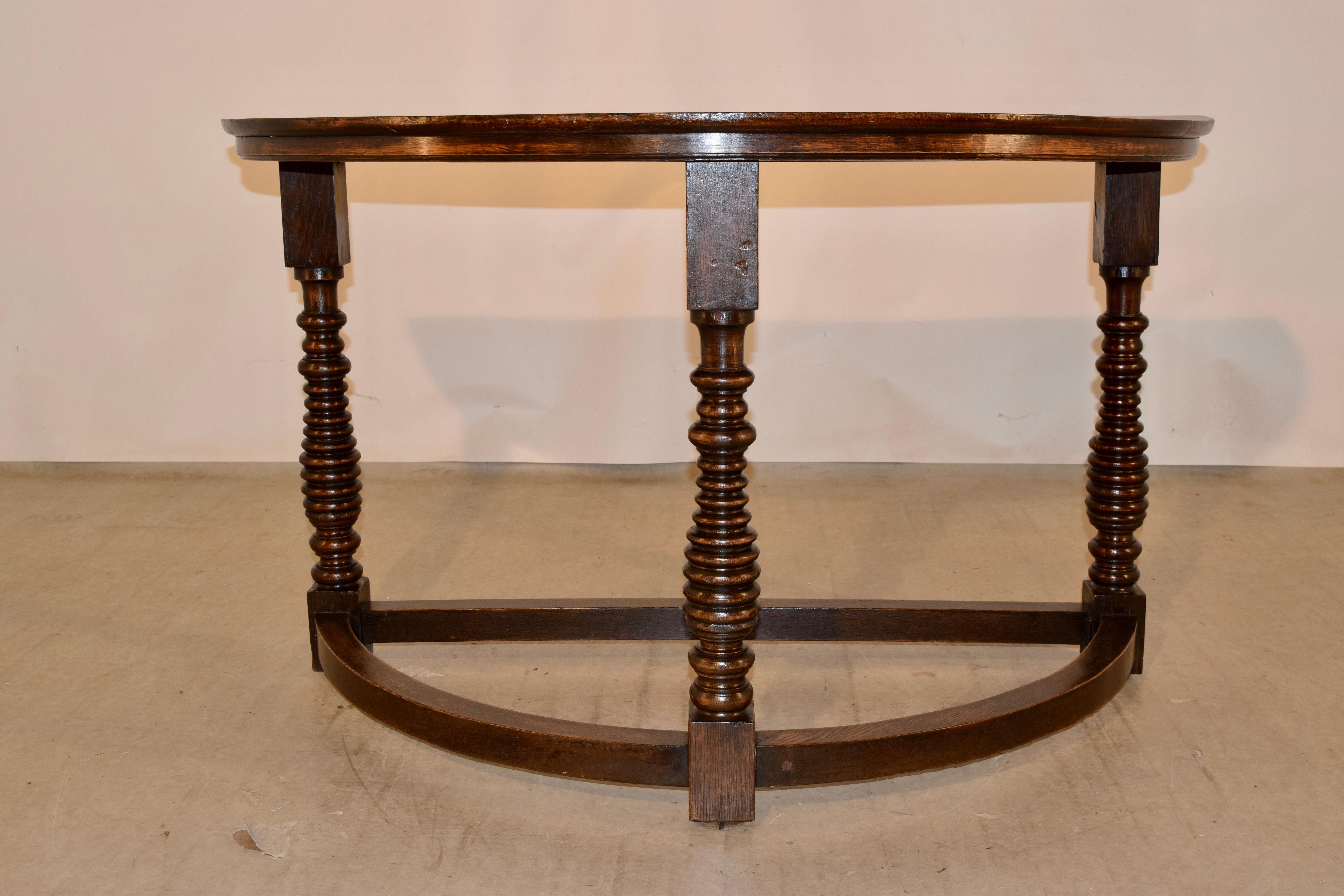 Victorian 19th Century English Demilune Table For Sale