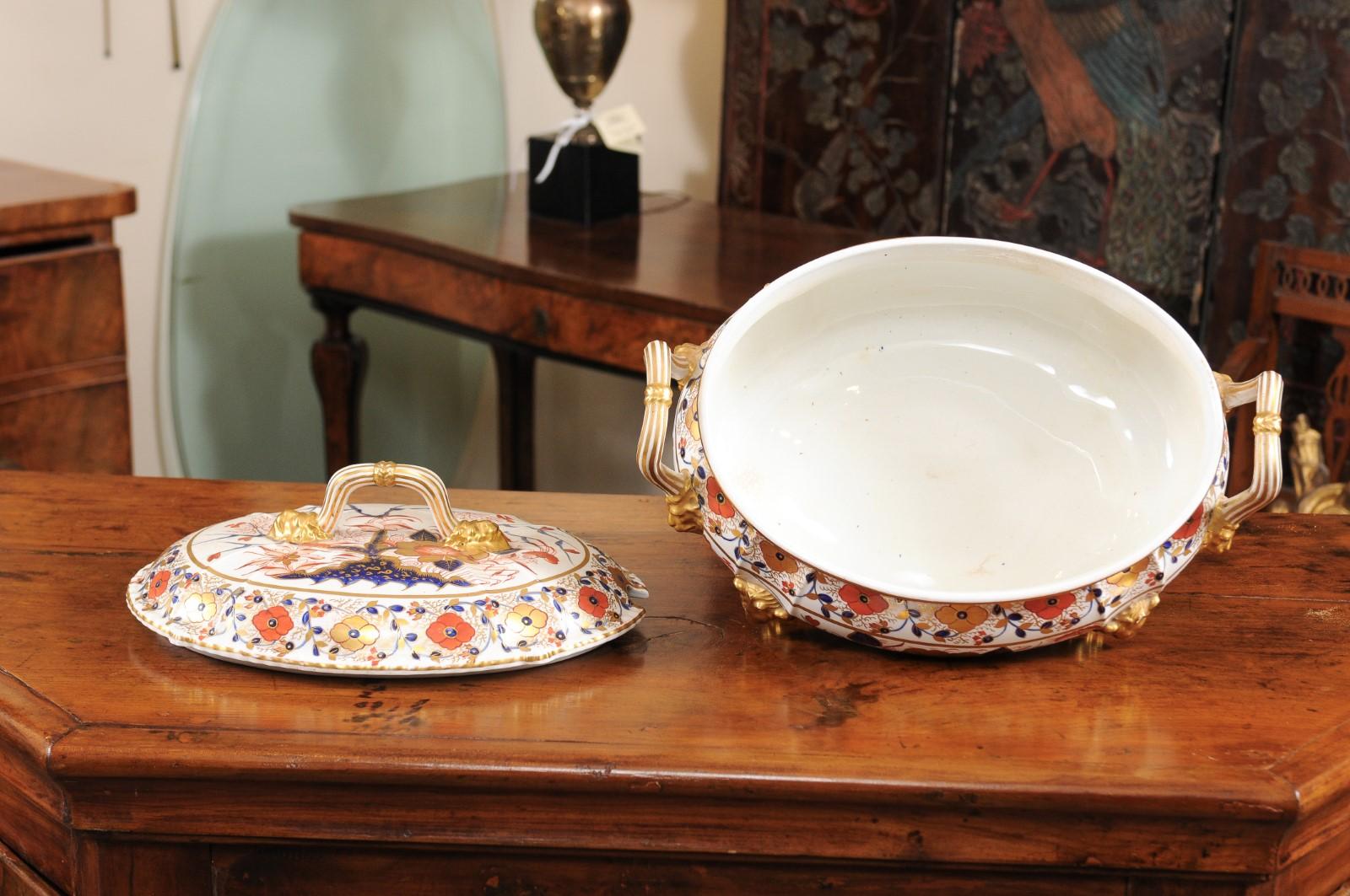 19th Century English Derby Porcelain Tureen with Lid For Sale 11