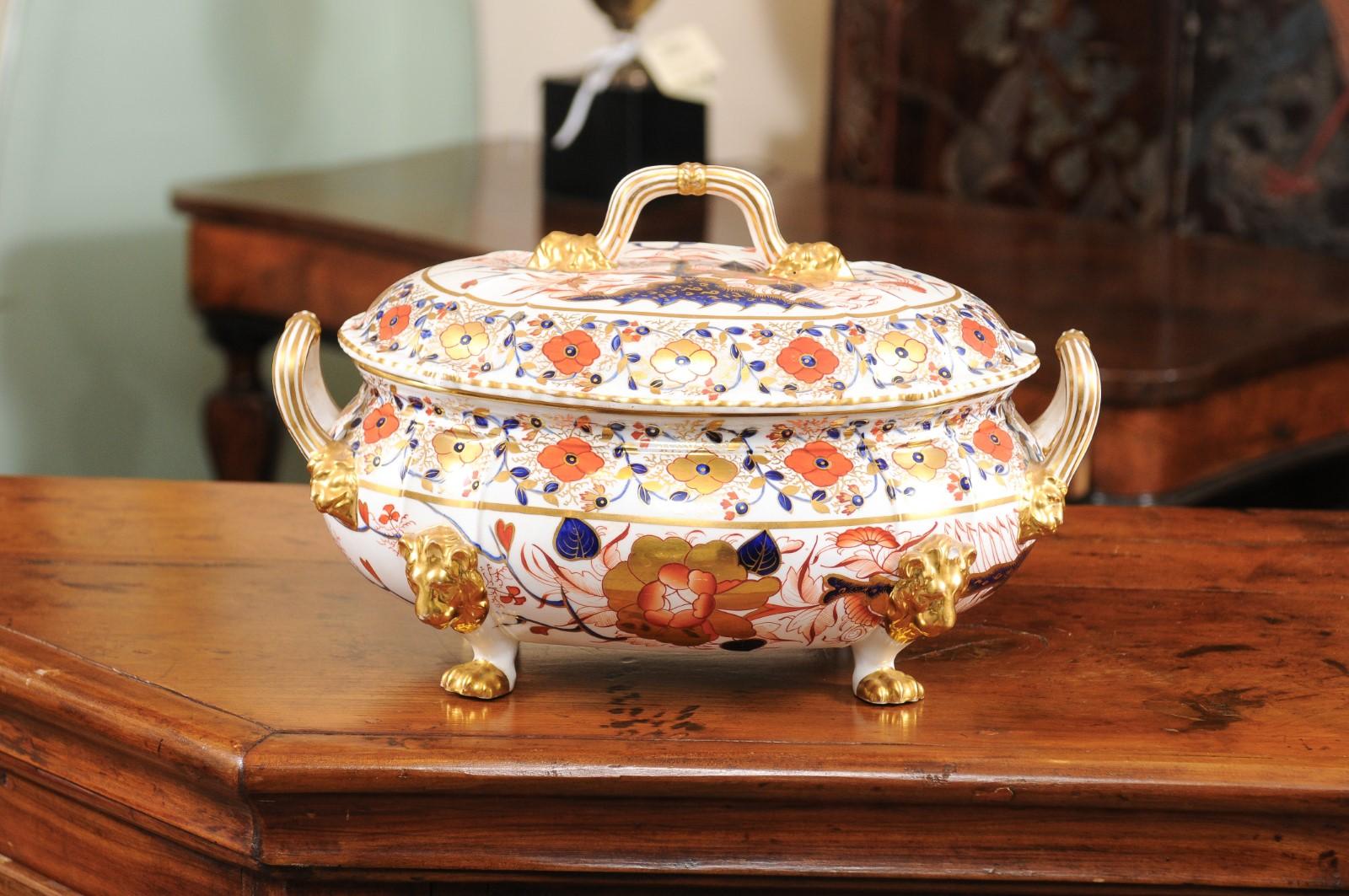 19th Century English Derby Porcelain Tureen with lid.