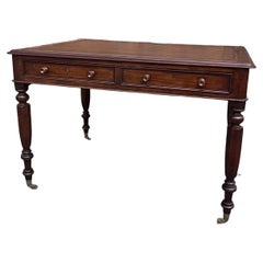 19th Century English Desk With Leather Inlaid Top