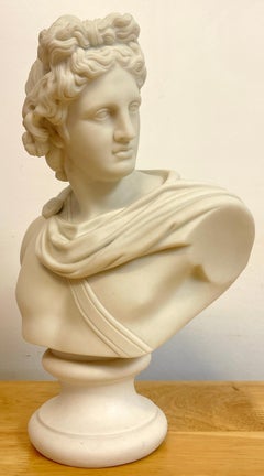 19th Century English Diminutive Parian Bust of Apollo Belvedere