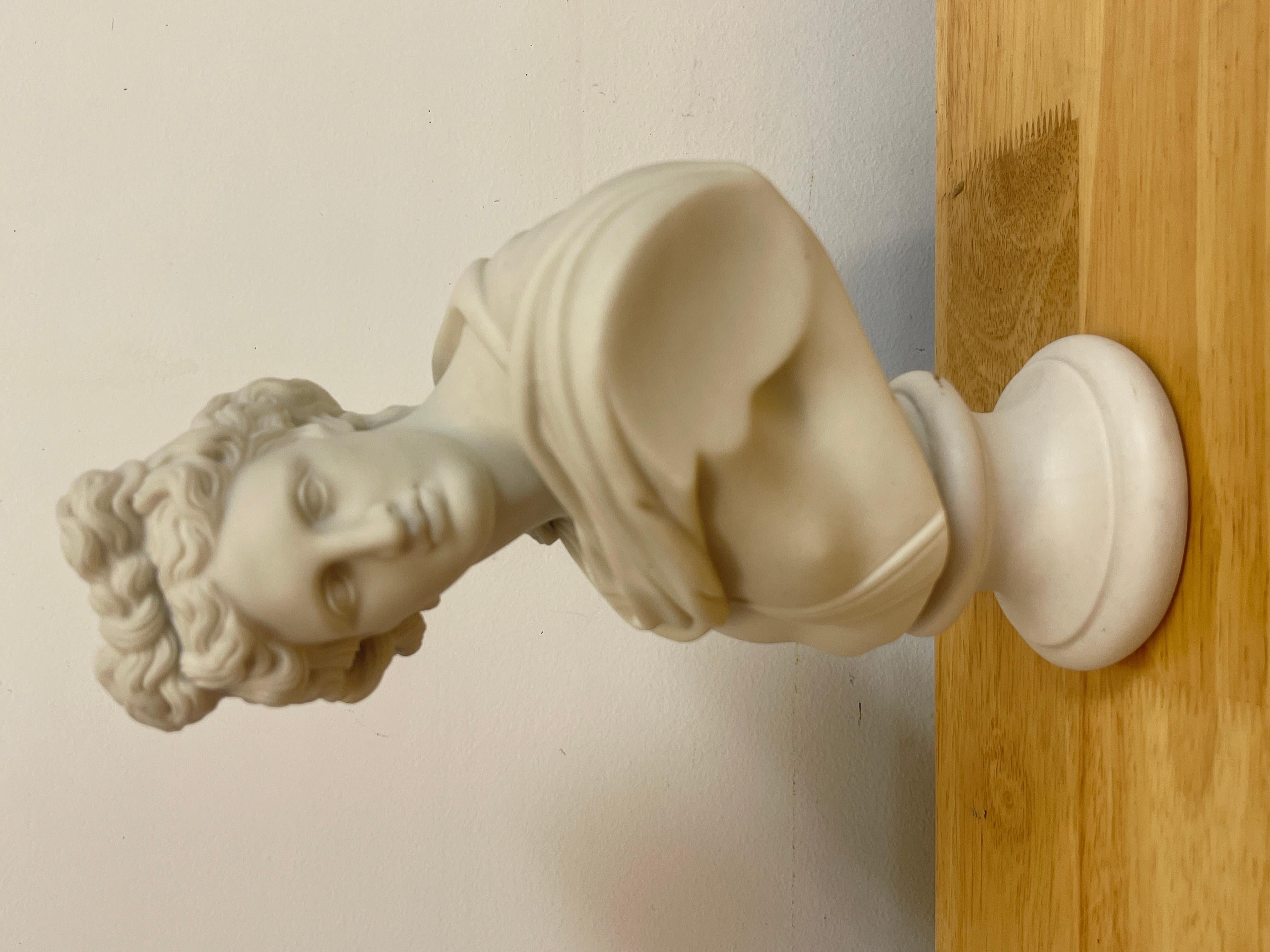 Ceramic 19th Century English Diminutive Parian Bust of Apollo Belvedere For Sale