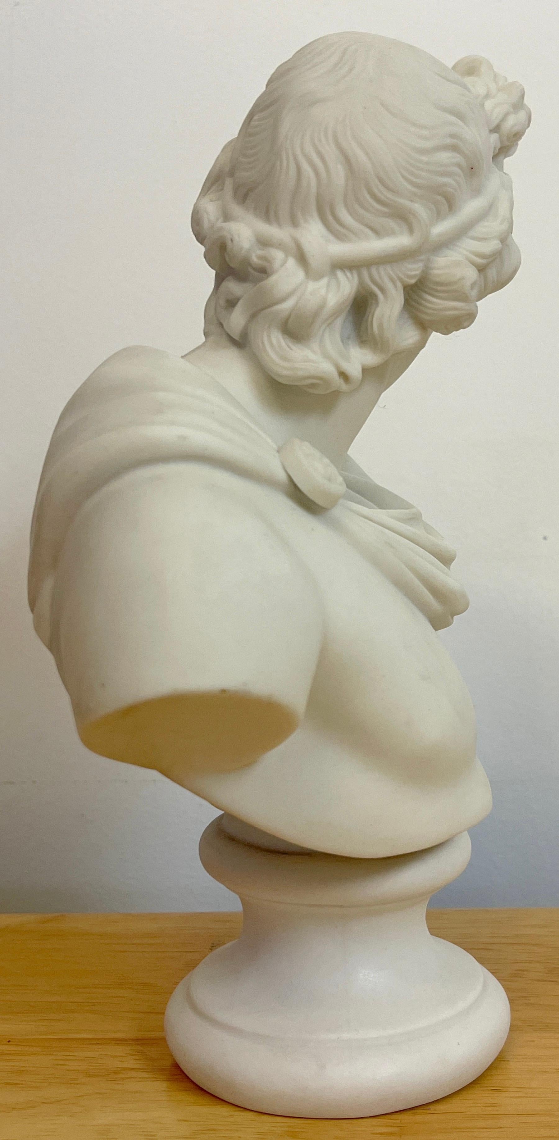 19th Century English Diminutive Parian Bust of Apollo Belvedere For Sale 2
