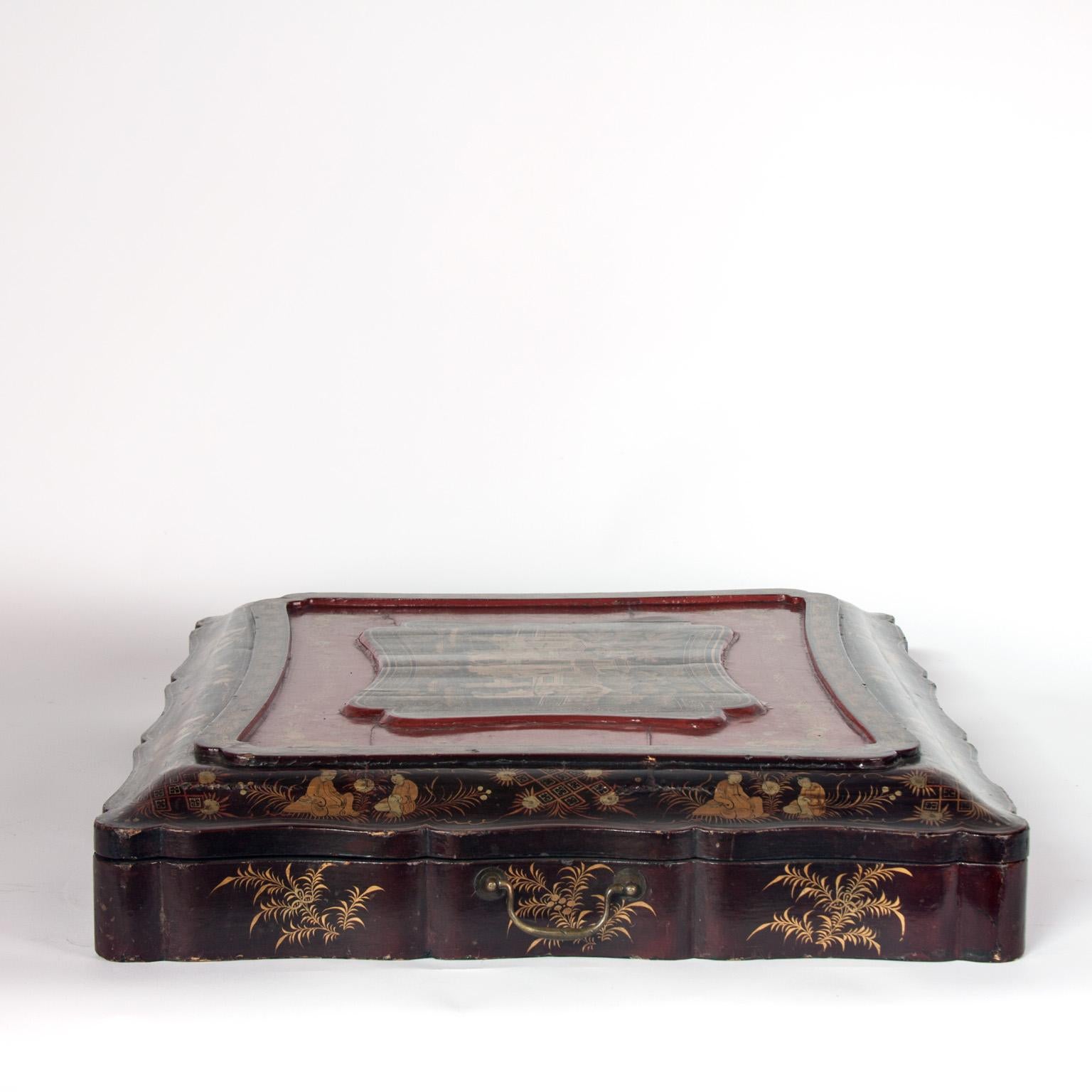 Lacquered 19th Century English Documents Case, Chinese Laque For Sale