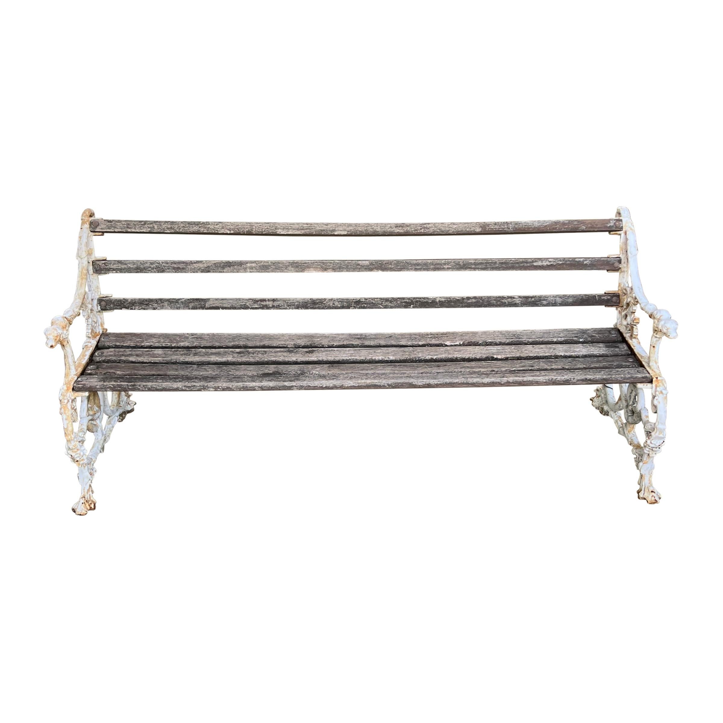 Iron 19th Century English 'Dog and Snake' Garden Bench For Sale