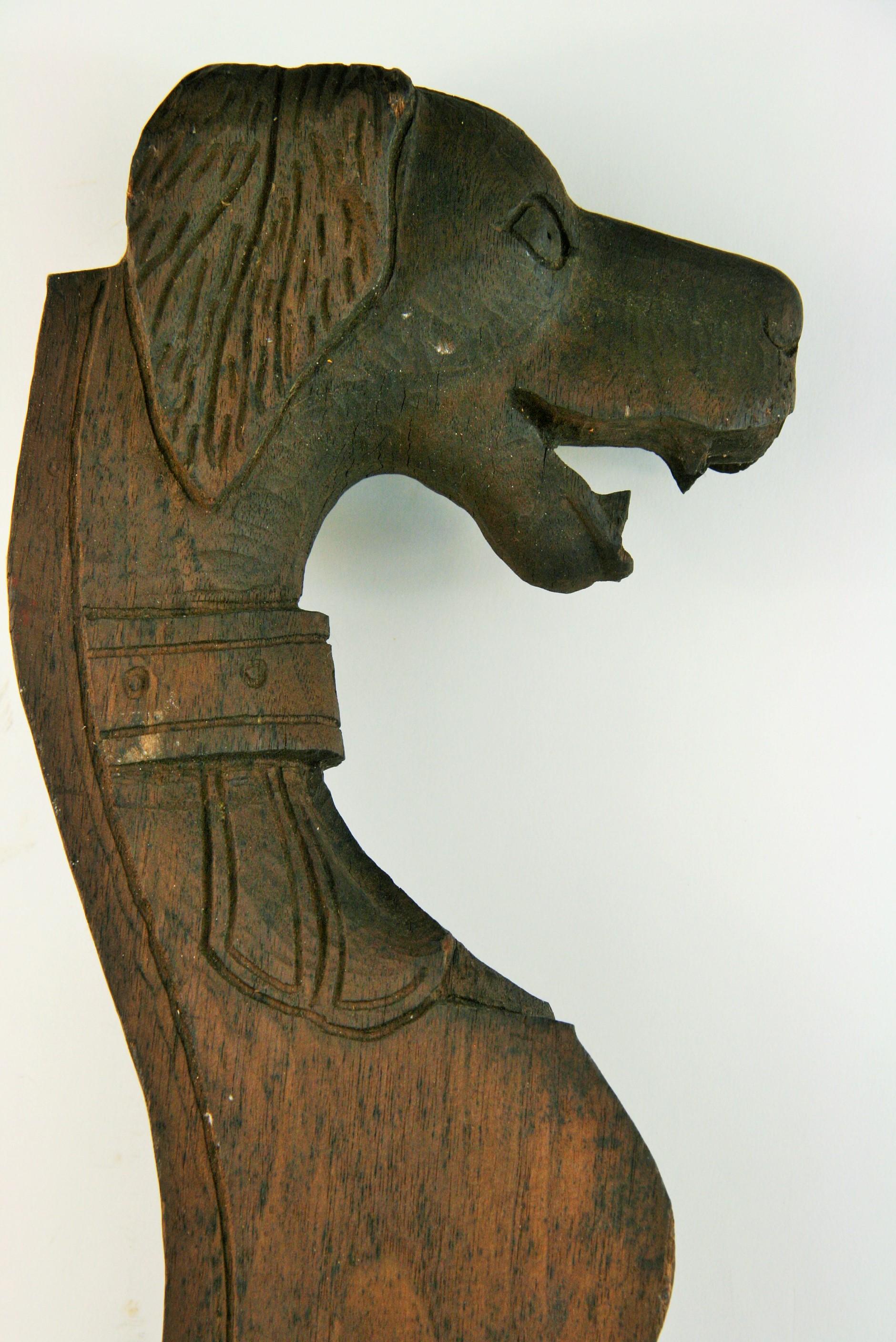 European 19th Century English Dog Carved Wood Architectural Element