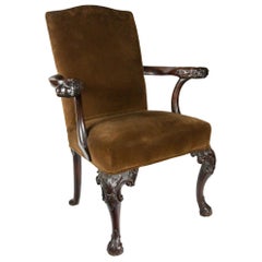 Antique 19th Century English Dog Form Walnut Armchair