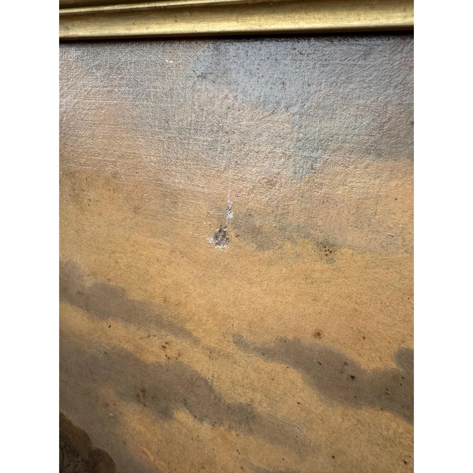 Original-Ölgemälde auf Leinwand aus dem 19. Jahrhundert mit einem englischen Jagdhund auf der Jagd nach Hunden. Dieses schöne Porträt zeigt einen majestätischen englischen Sporthund im Feld. Der talentierte Künstler hat das Werk meisterhaft
