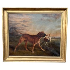 19. Jahrhundert Englisch "Hunde auf der Jagd" Ölgemälde