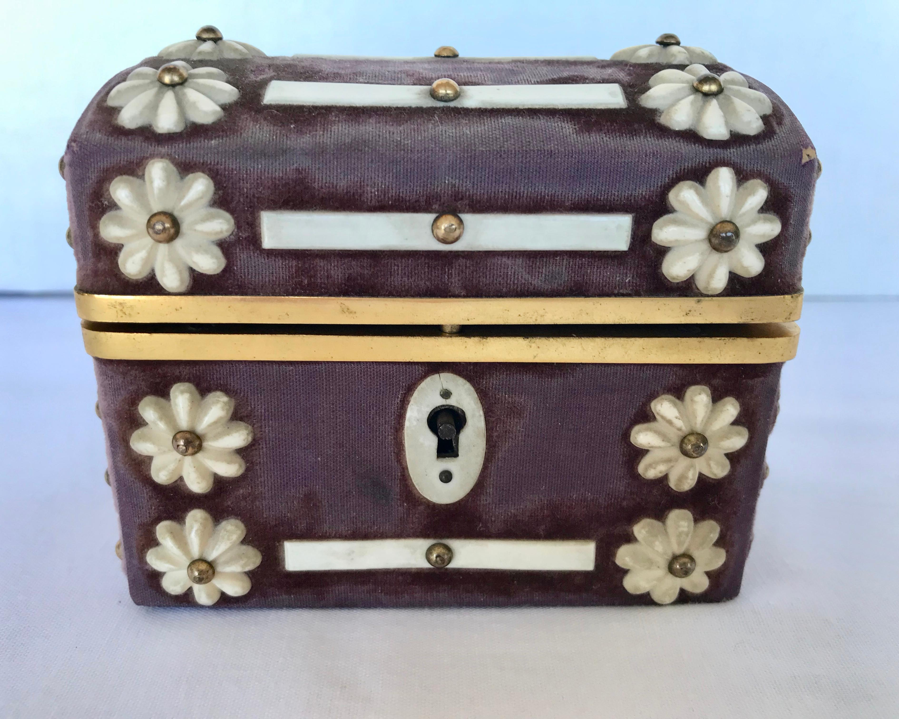 Gilt 19th Century English Dore' Mounted Travel Casket with 2 Scent Bottles