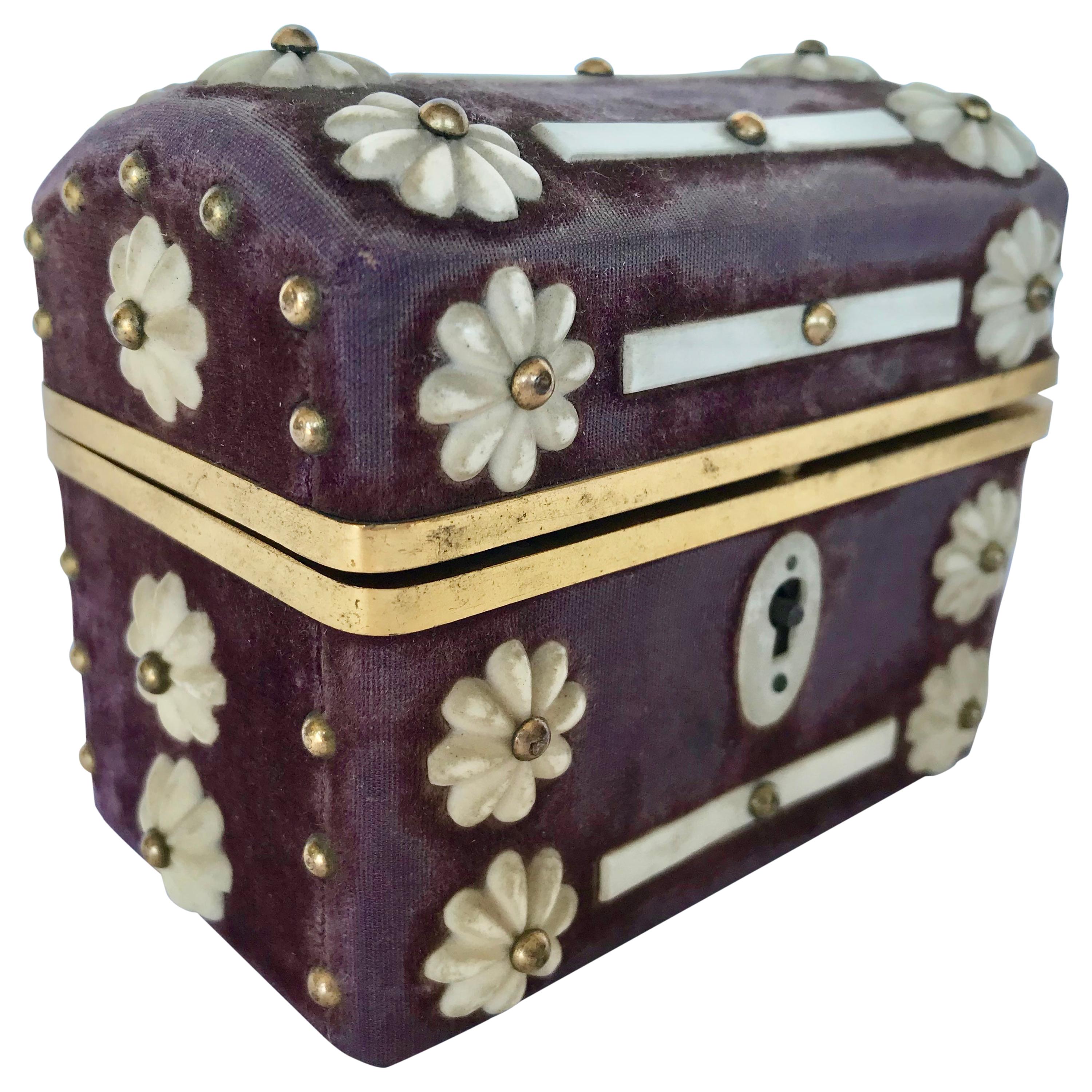 19th Century English Dore' Mounted Travel Casket with 2 Scent Bottles