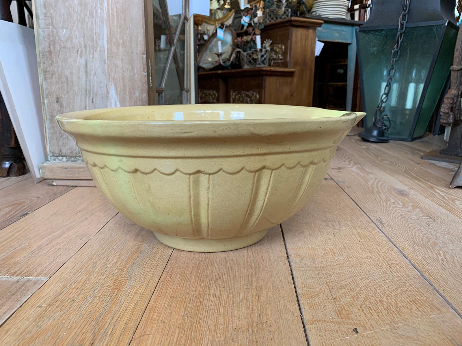 19th century English drabware batter bowl.