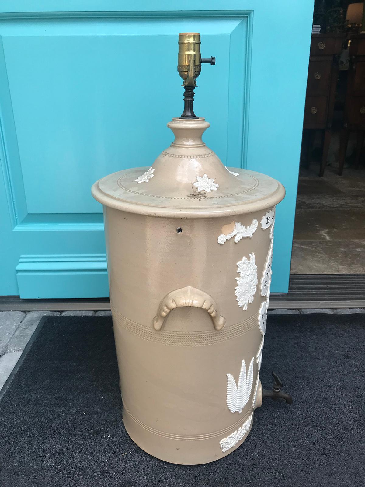 19th Century English Drabware Water Filter Lamp 1