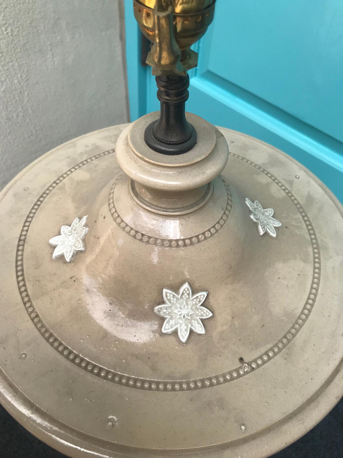 19th Century English Drabware Water Filter Lamp 3