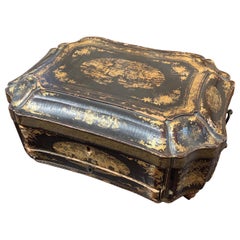 19th Century English Dressing Box with Black Lacquer