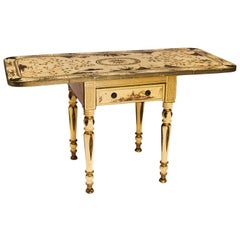 19th Century English Drop Leaf Decoupage Table