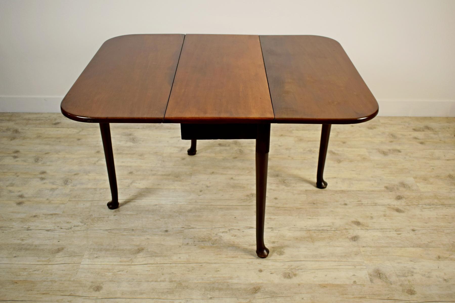 Chippendale 19th Century English Drop-Leaf Wood Table For Sale