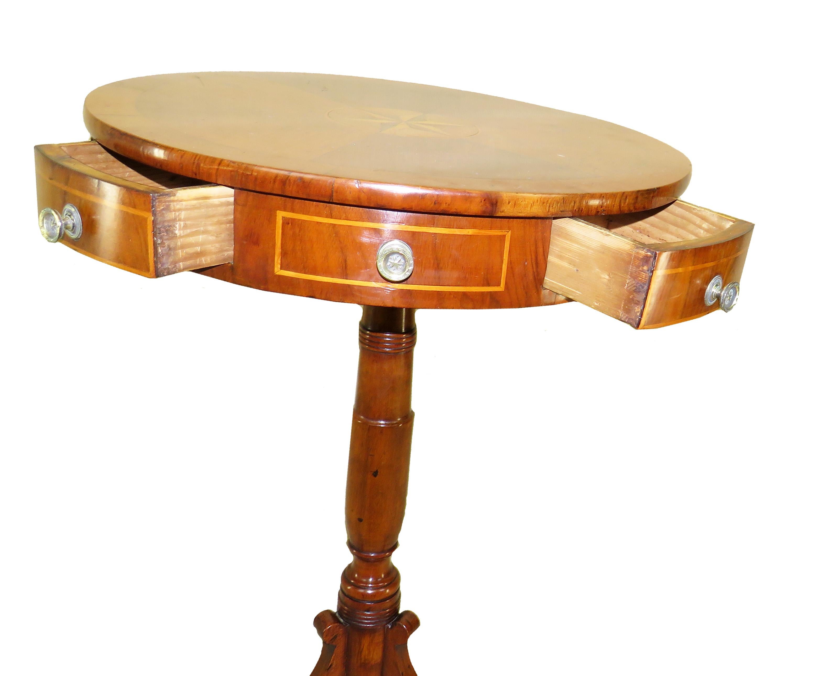 Regency 19th Century English Drum Type Occasional Table