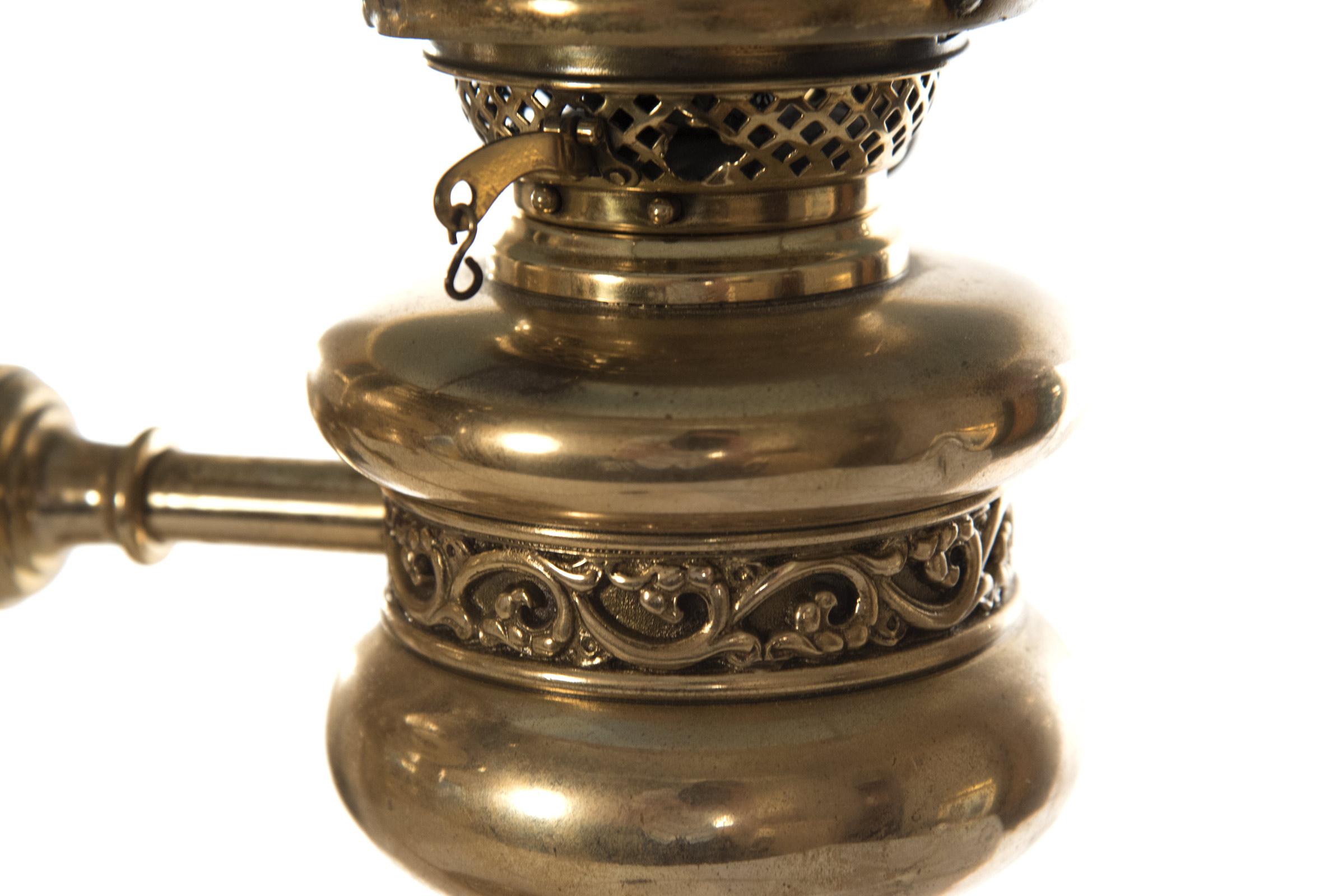 Brass 19th Century English Duplex Green Case Glass Double Student Lamp