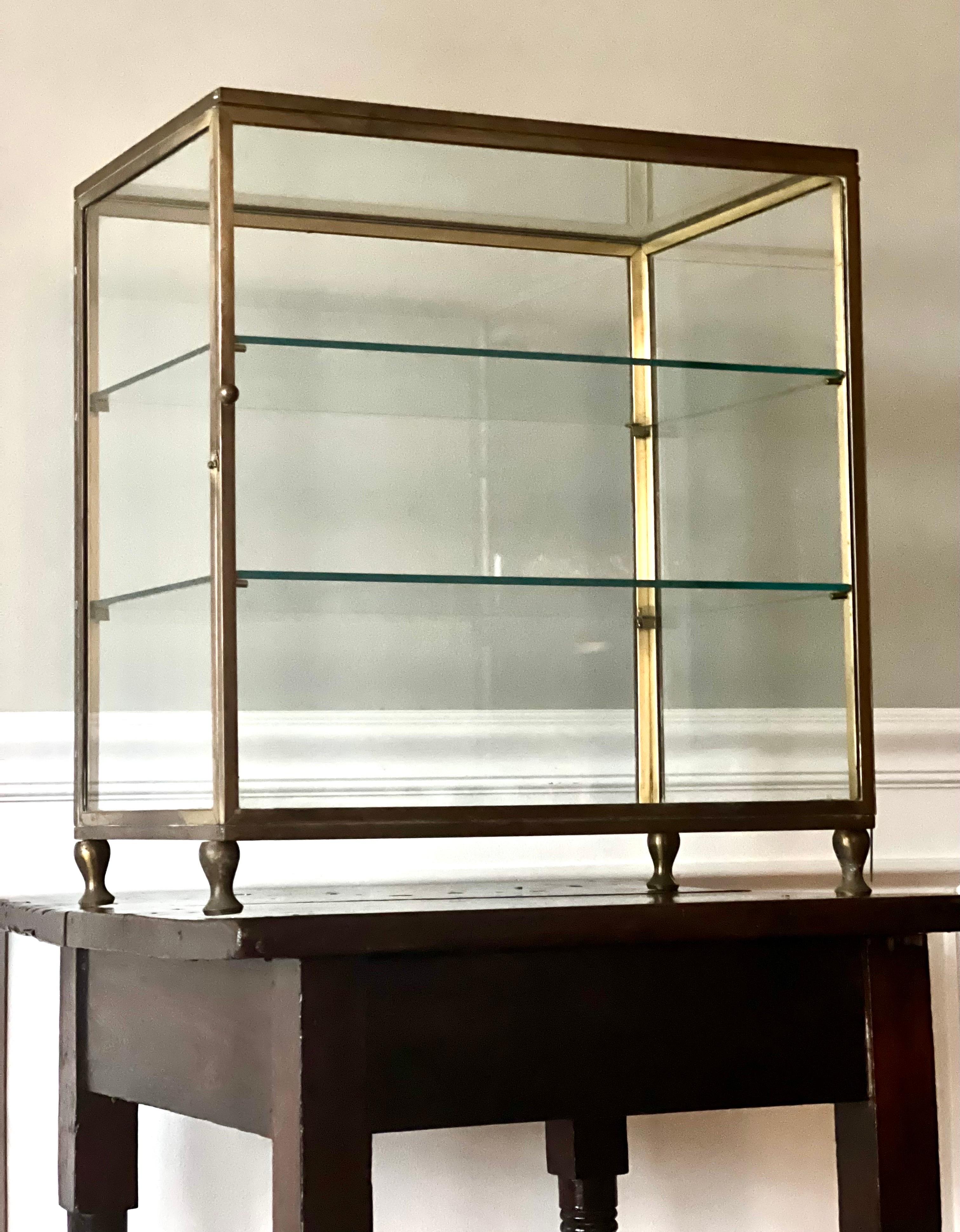 Art Nouveau 19th Century English Early Modernist Bronze and Glass Countertop Vitrine