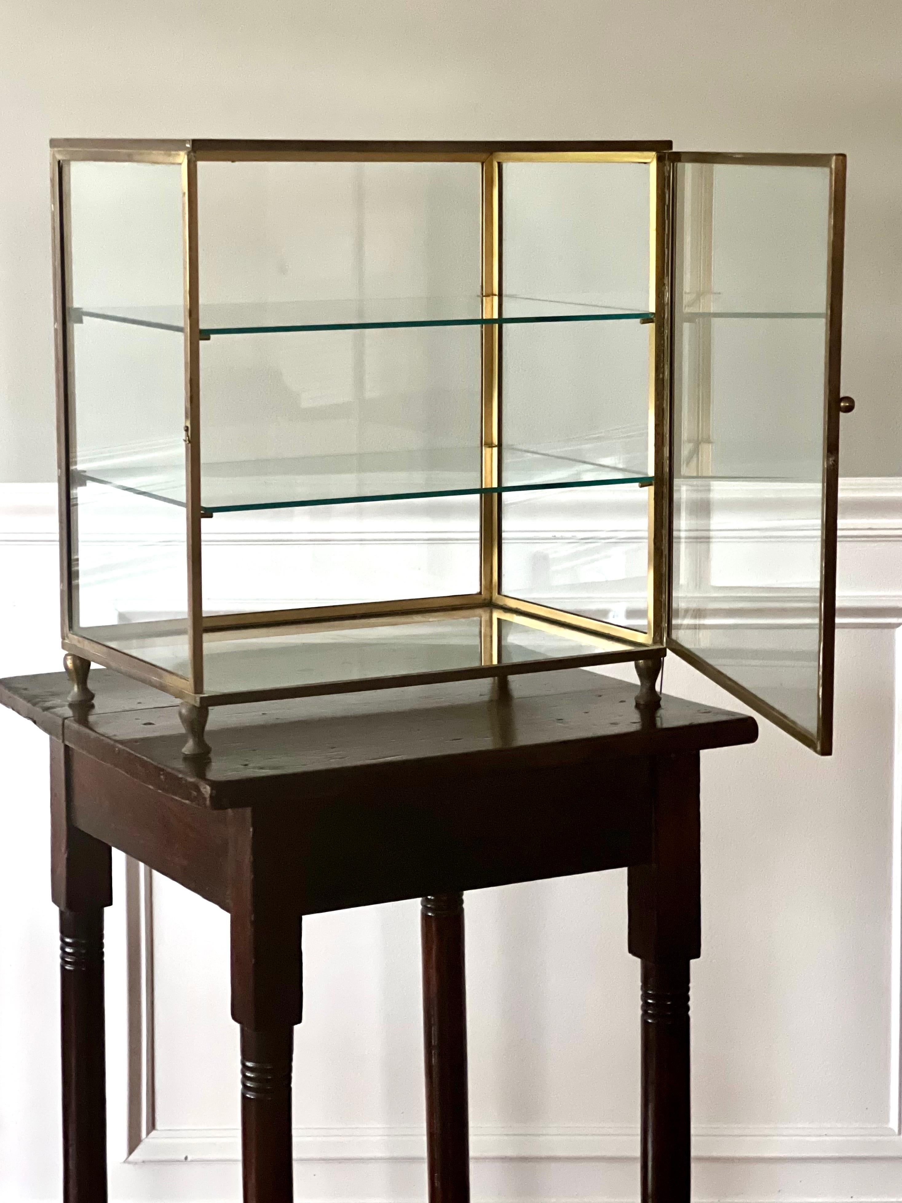 19th Century English Early Modernist Bronze and Glass Countertop Vitrine 1