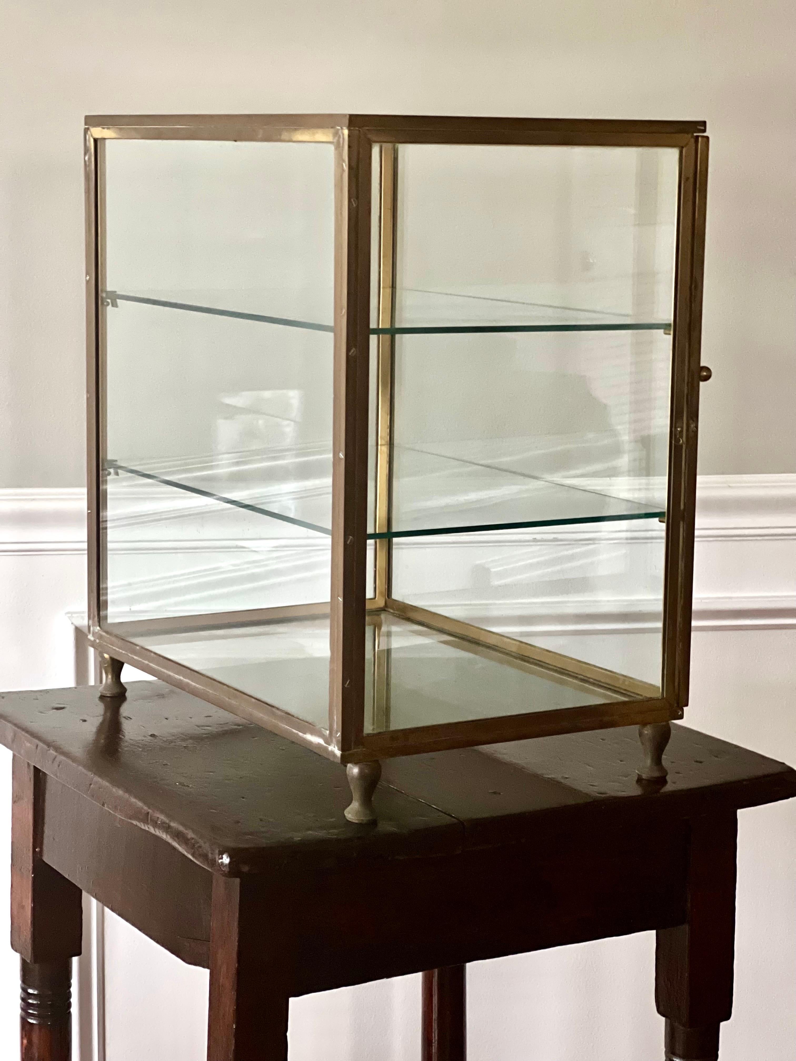 19th Century English Early Modernist Bronze and Glass Countertop Vitrine 2