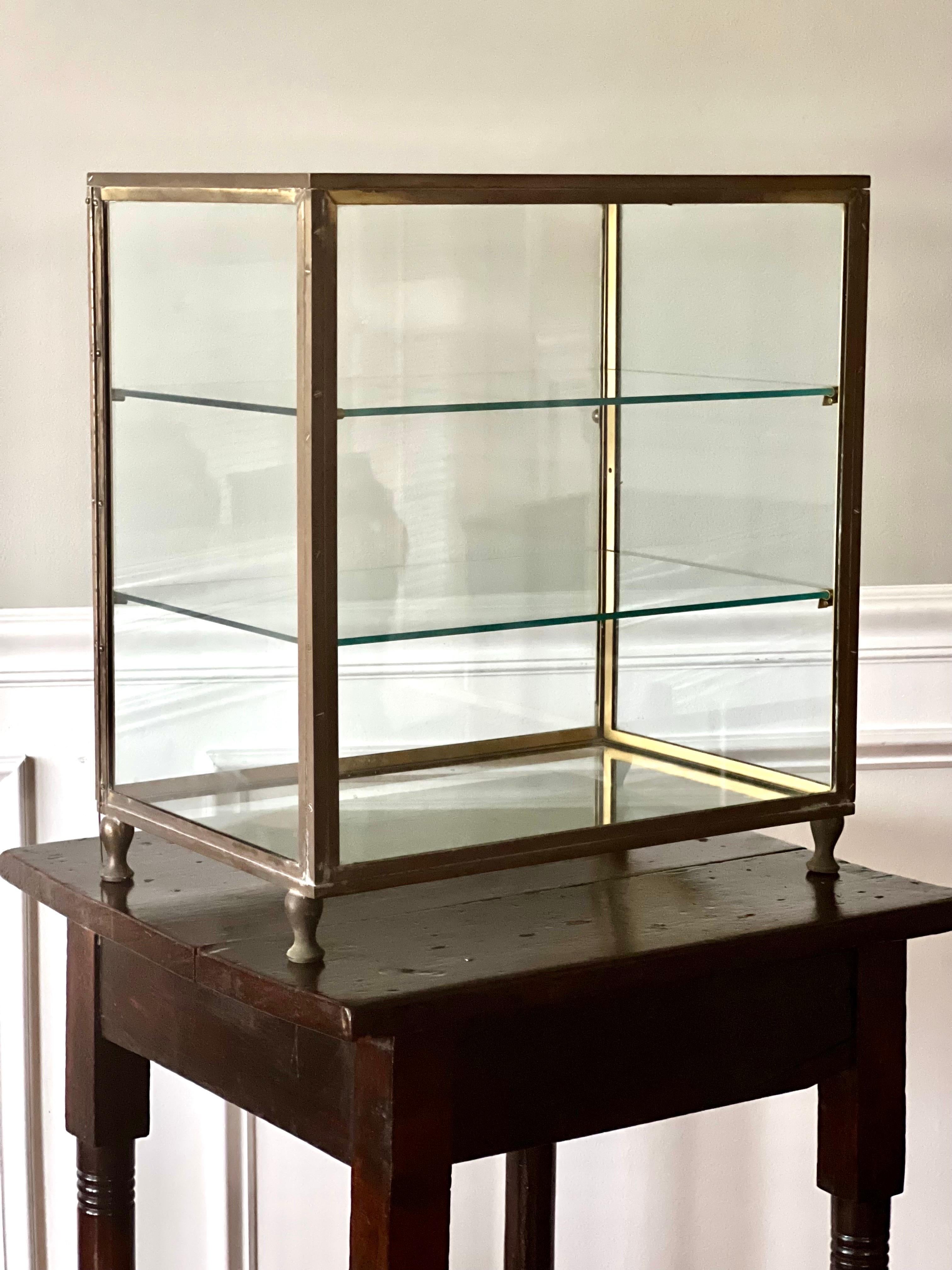 19th Century English Early Modernist Bronze and Glass Countertop Vitrine 3