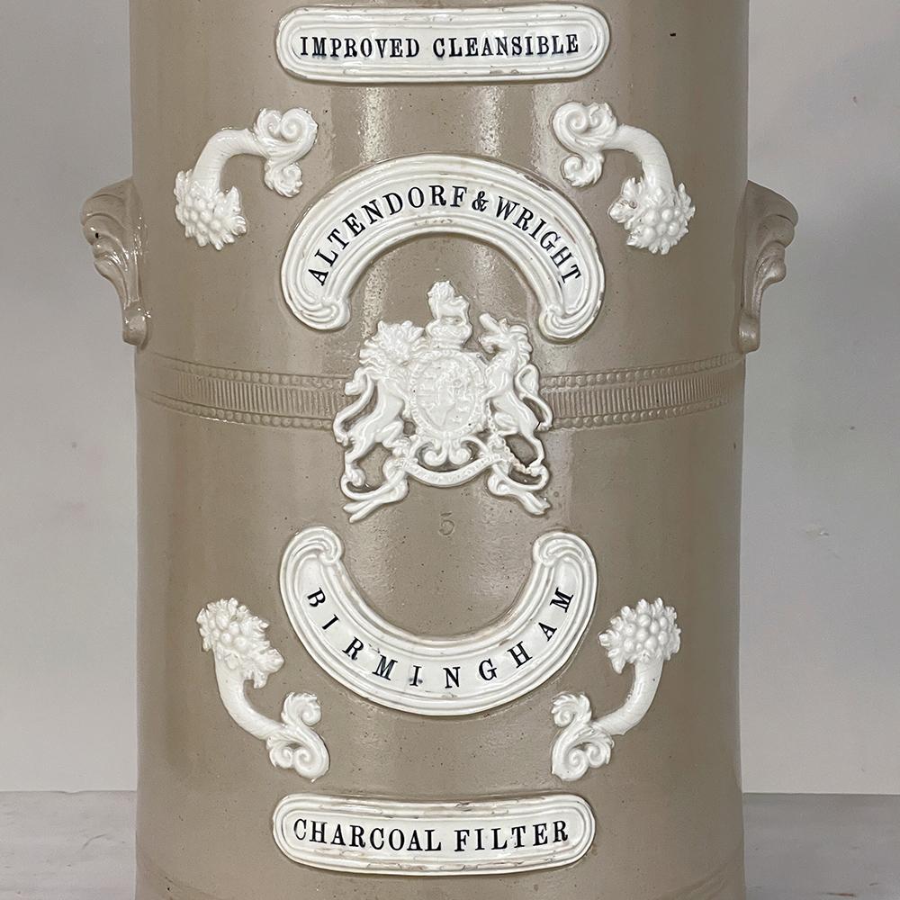 Sandstone 19th Century English Earthenware Water Dispenser for Charcoal Filter For Sale