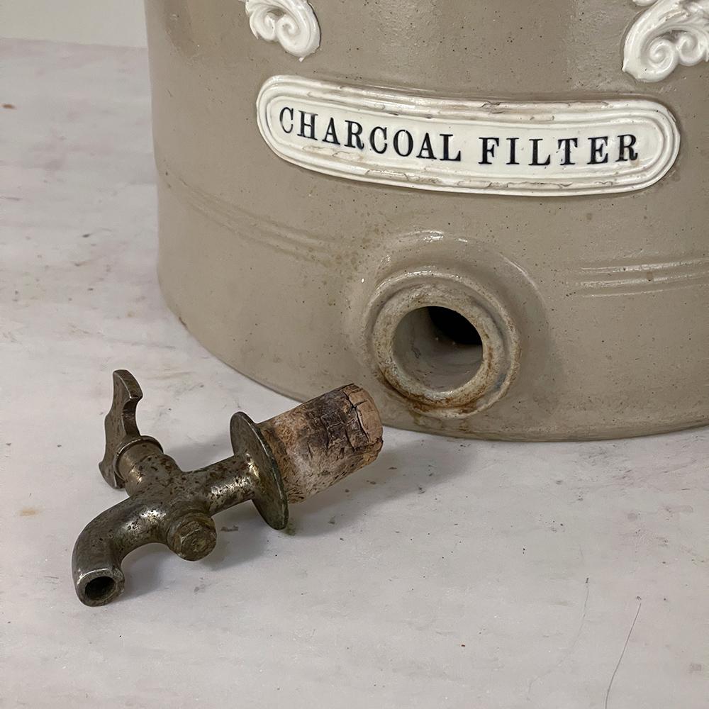 19th Century English Earthenware Water Dispenser for Charcoal Filter For Sale 3