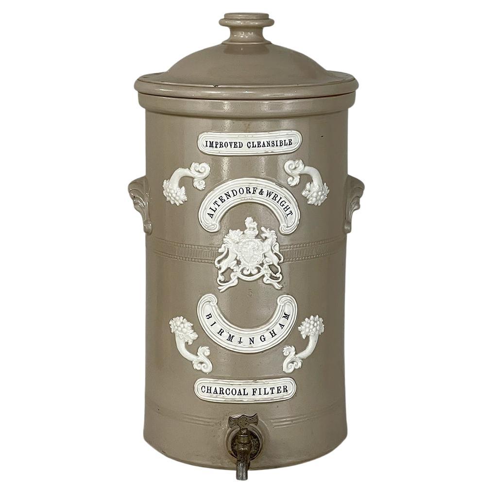 19th Century English Earthenware Water Dispenser for Charcoal Filter For Sale