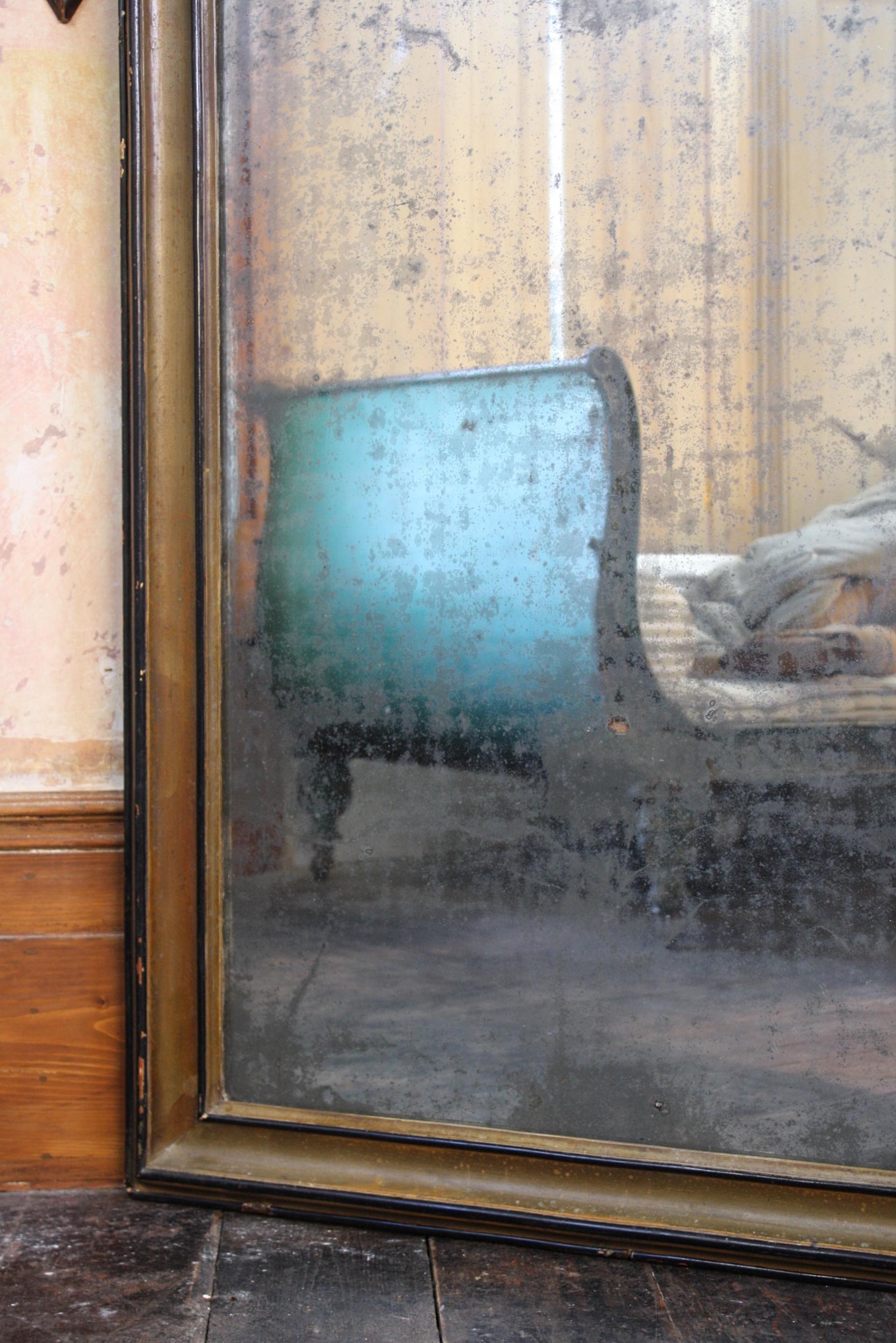 19th Century English Ebonised & Gilt Mercury Oxidised Foxed Mirror  In Good Condition In Lowestoft, GB