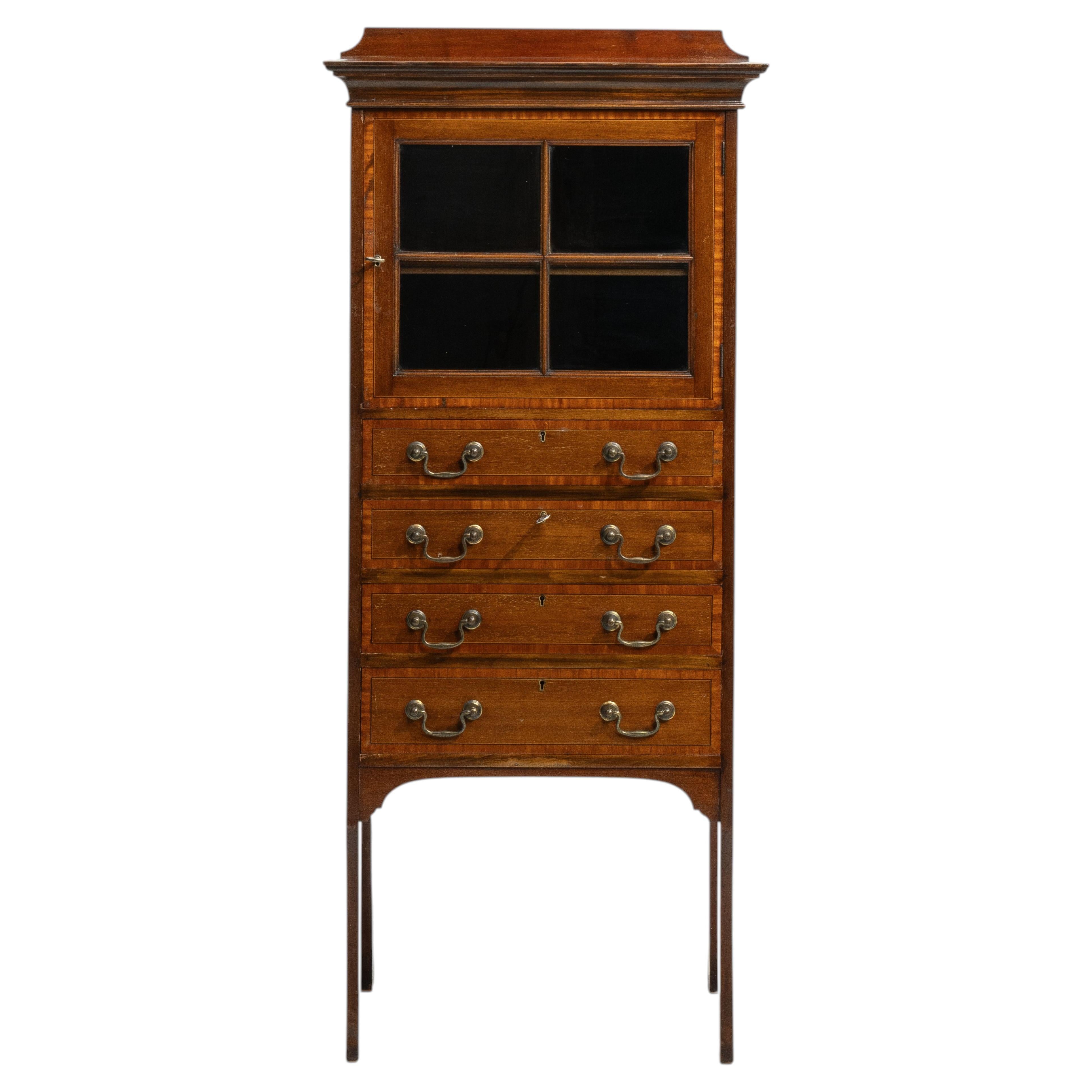19th Century English Edwardian Secretary Cabinet in Mahogany