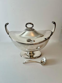 19th Century English Elkington & Company Sterling Silver Soup Tureen with Ladle
