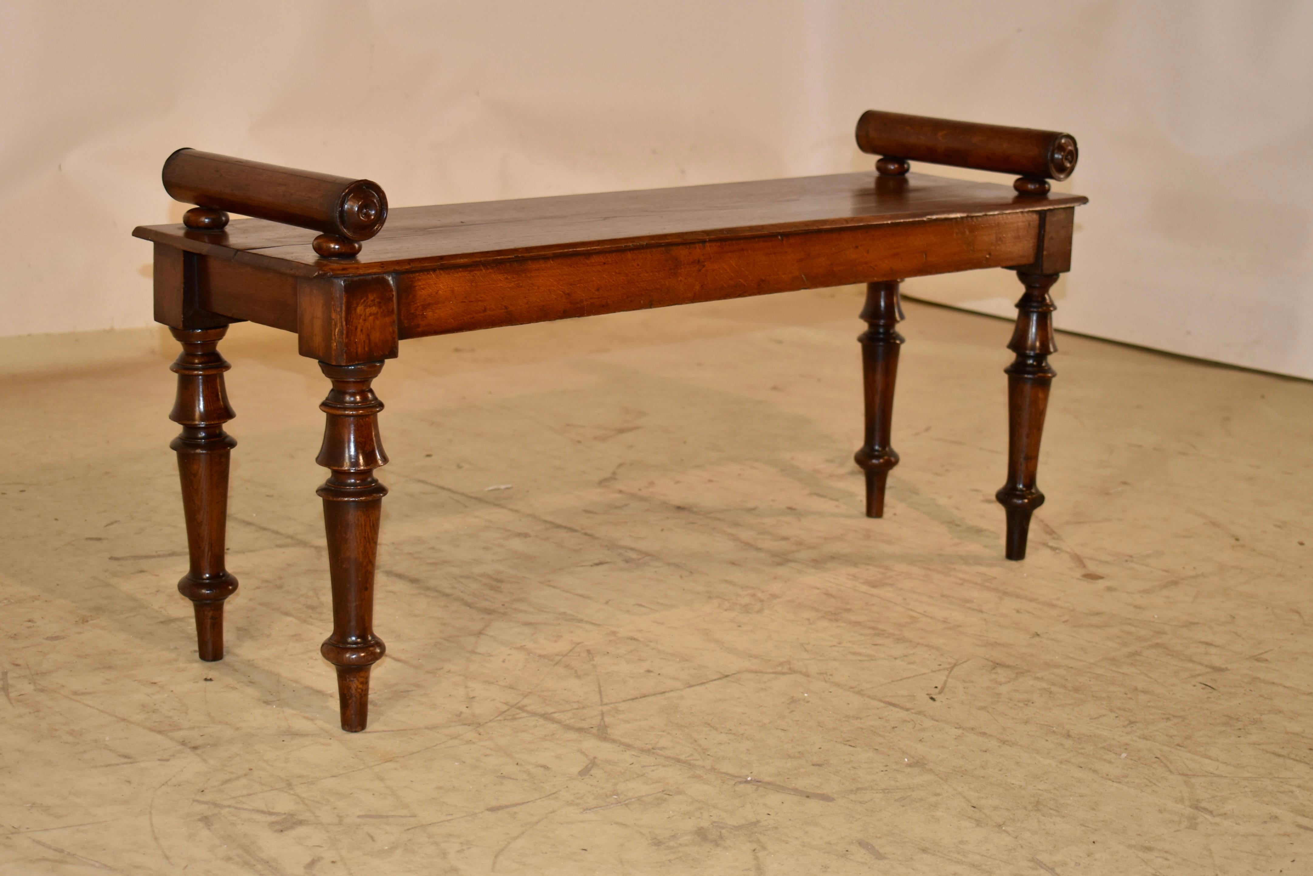 Victorian 19th Century English Elm and Mahogany Window Seat For Sale