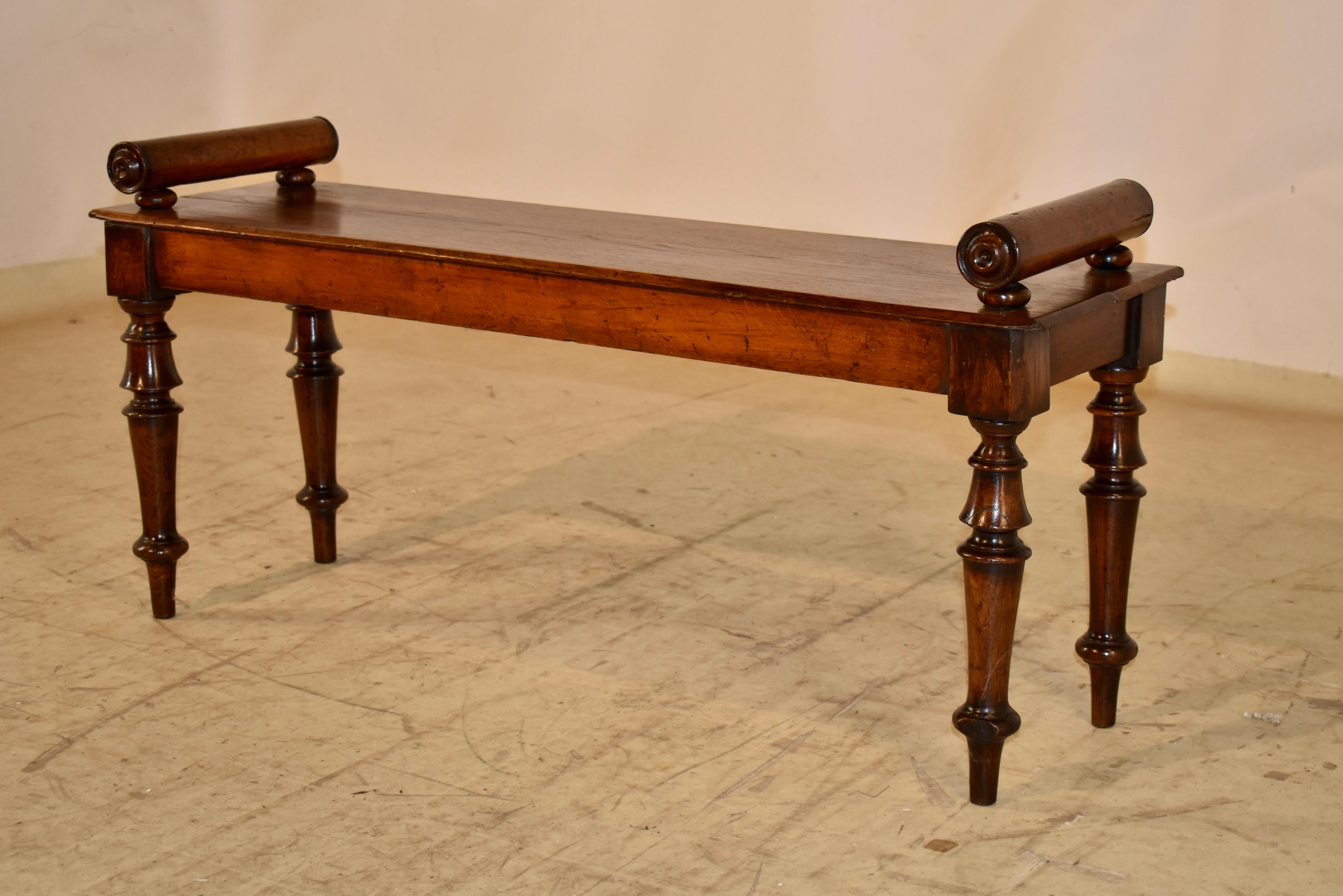 19th Century English Elm and Mahogany Window Seat For Sale 1