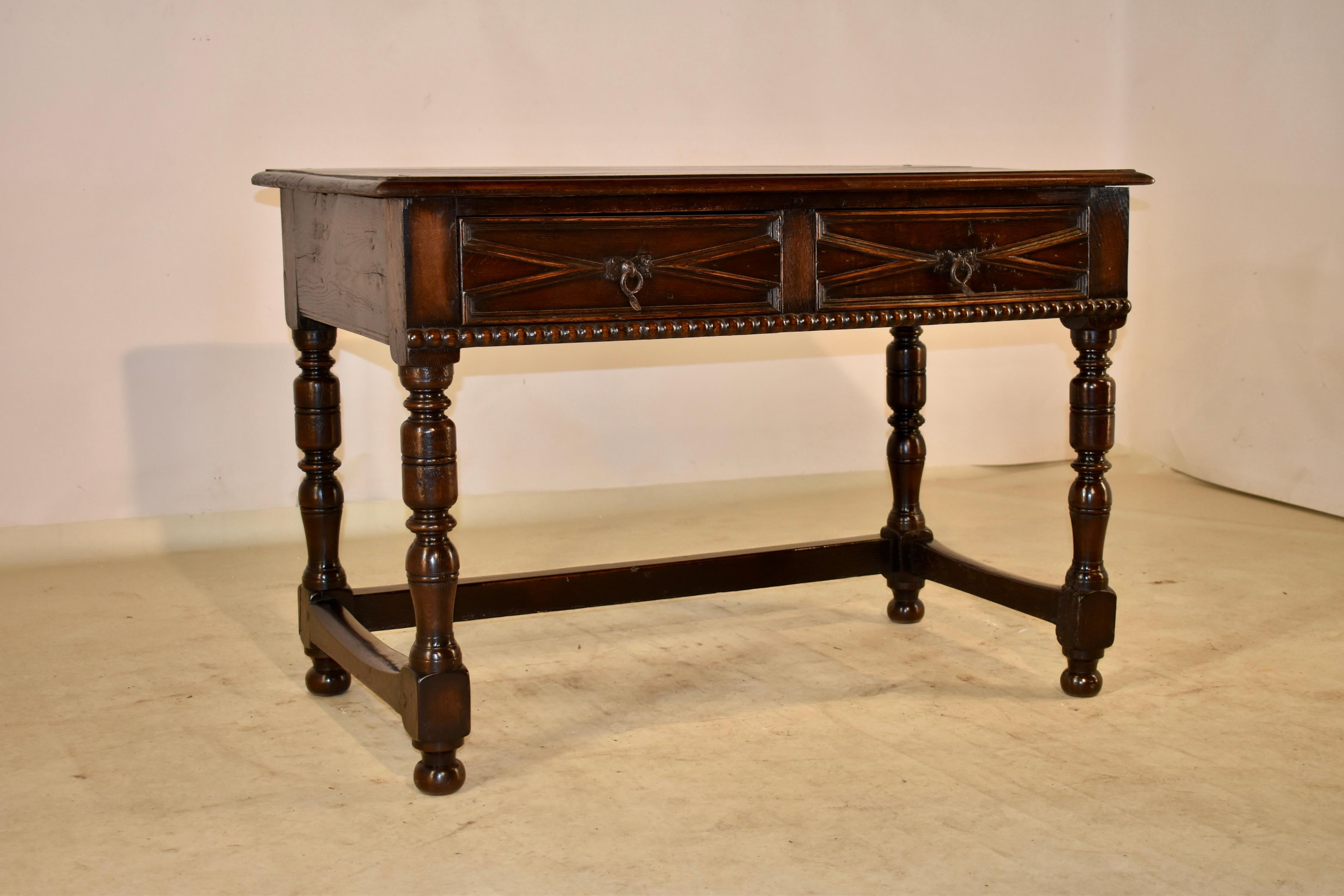 Victorian 19th Century English Elm and Oak Writing Table