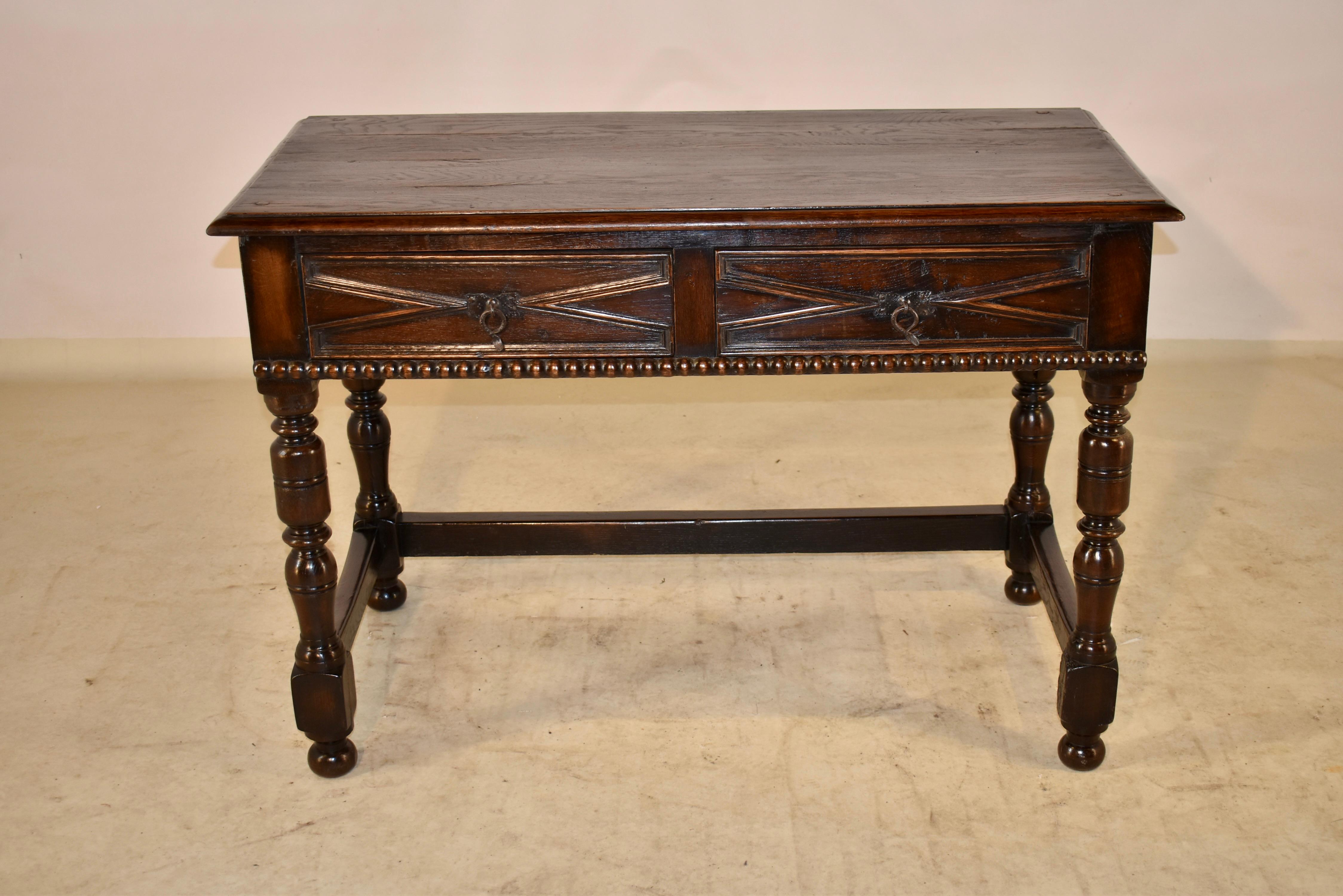 19th Century English Elm and Oak Writing Table 1