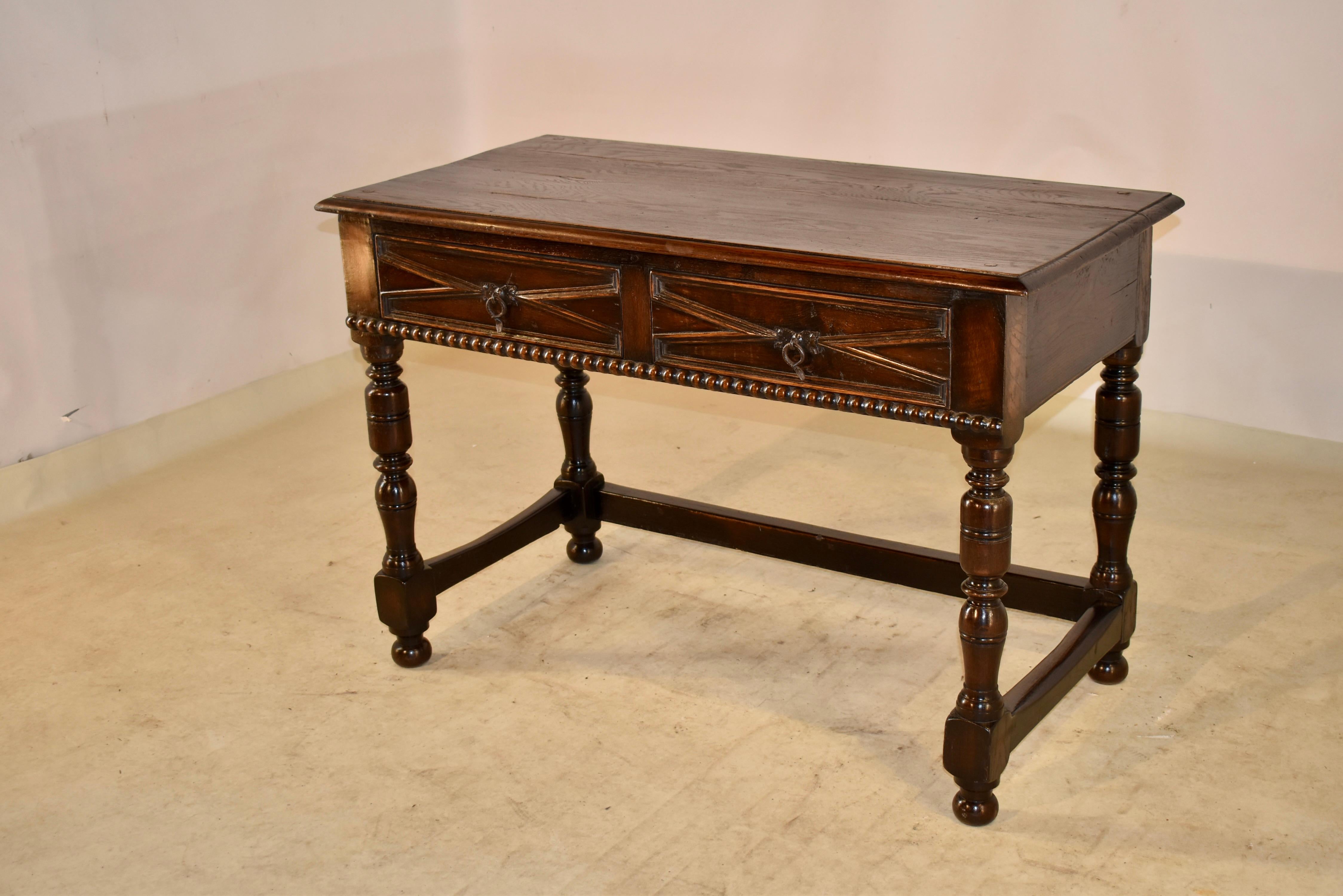 19th Century English Elm and Oak Writing Table 2