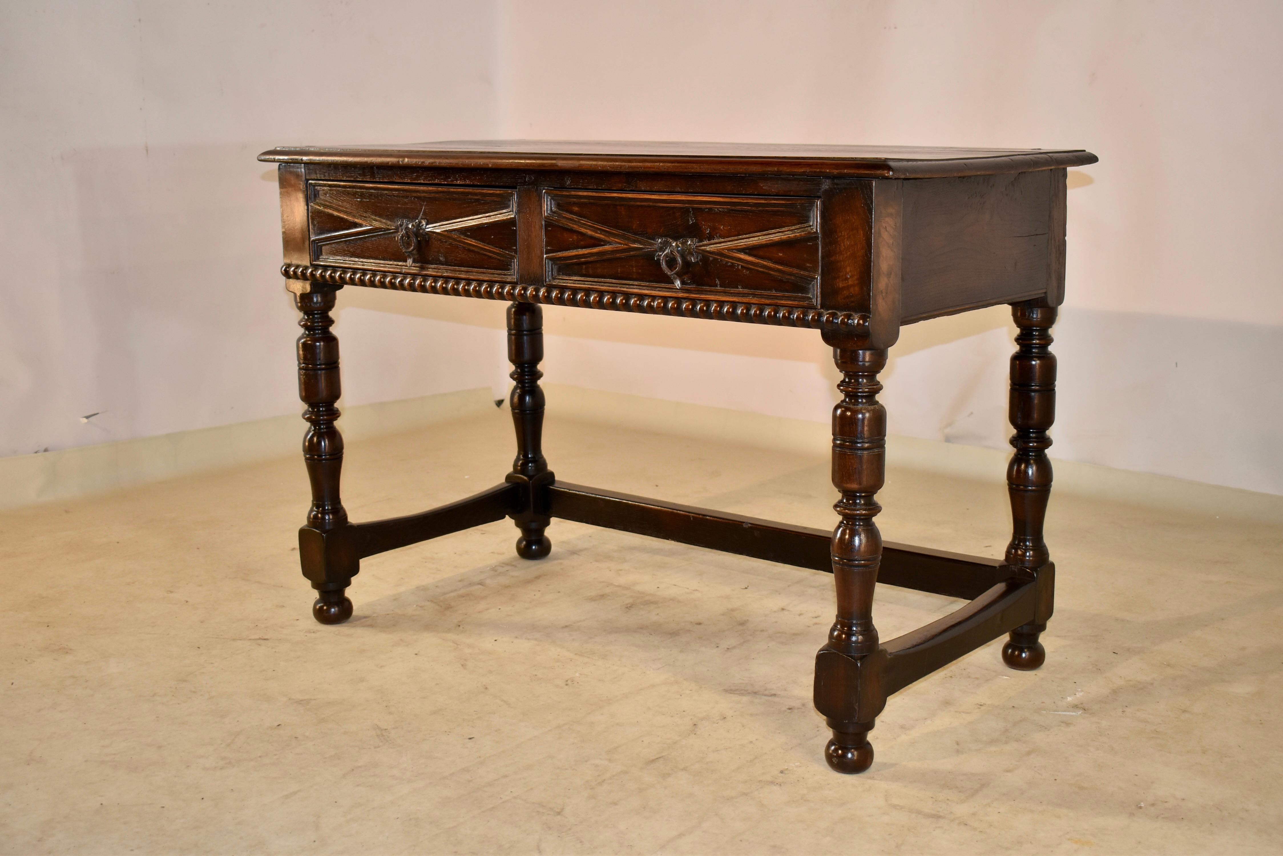 19th Century English Elm and Oak Writing Table 3