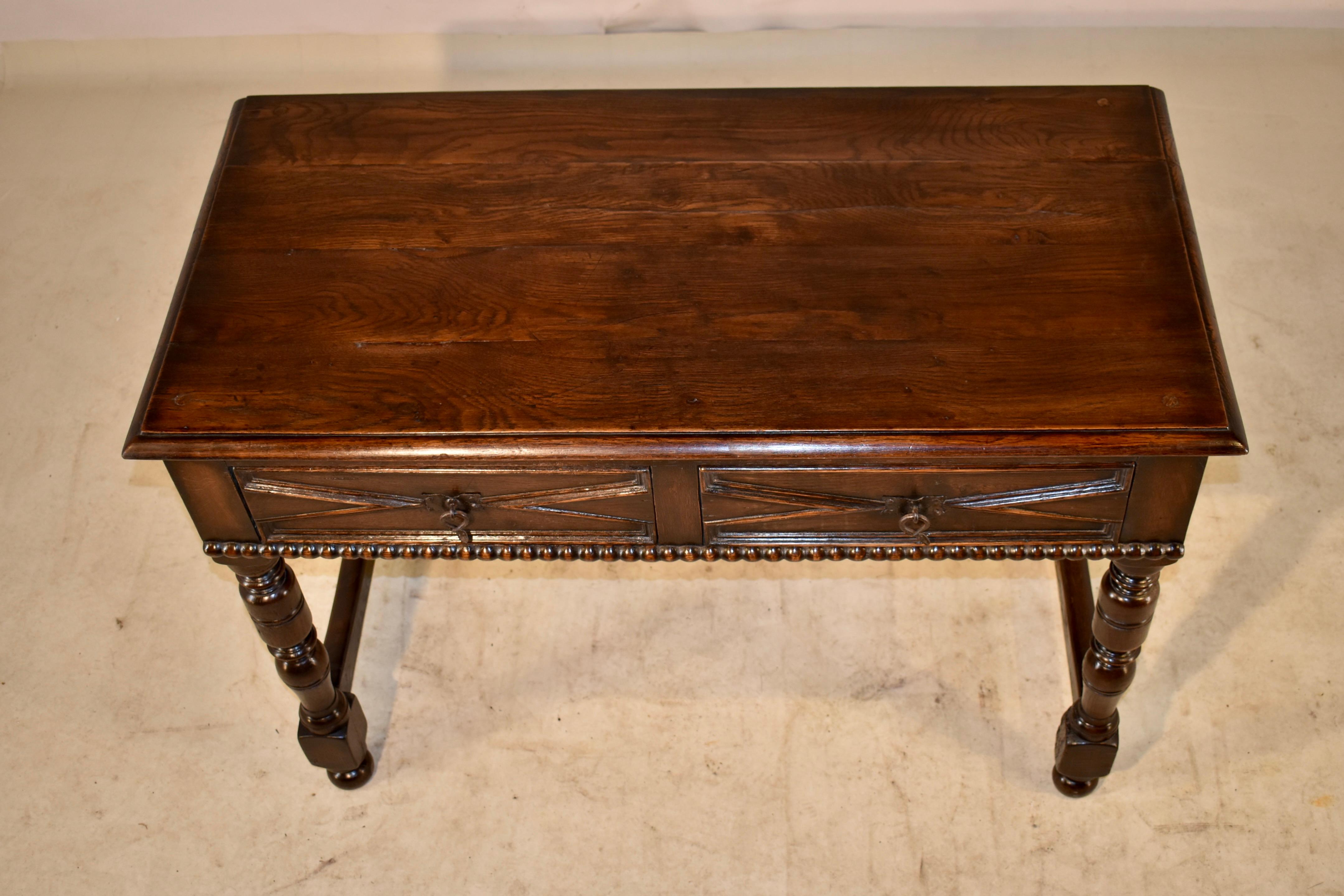 19th Century English Elm and Oak Writing Table 4