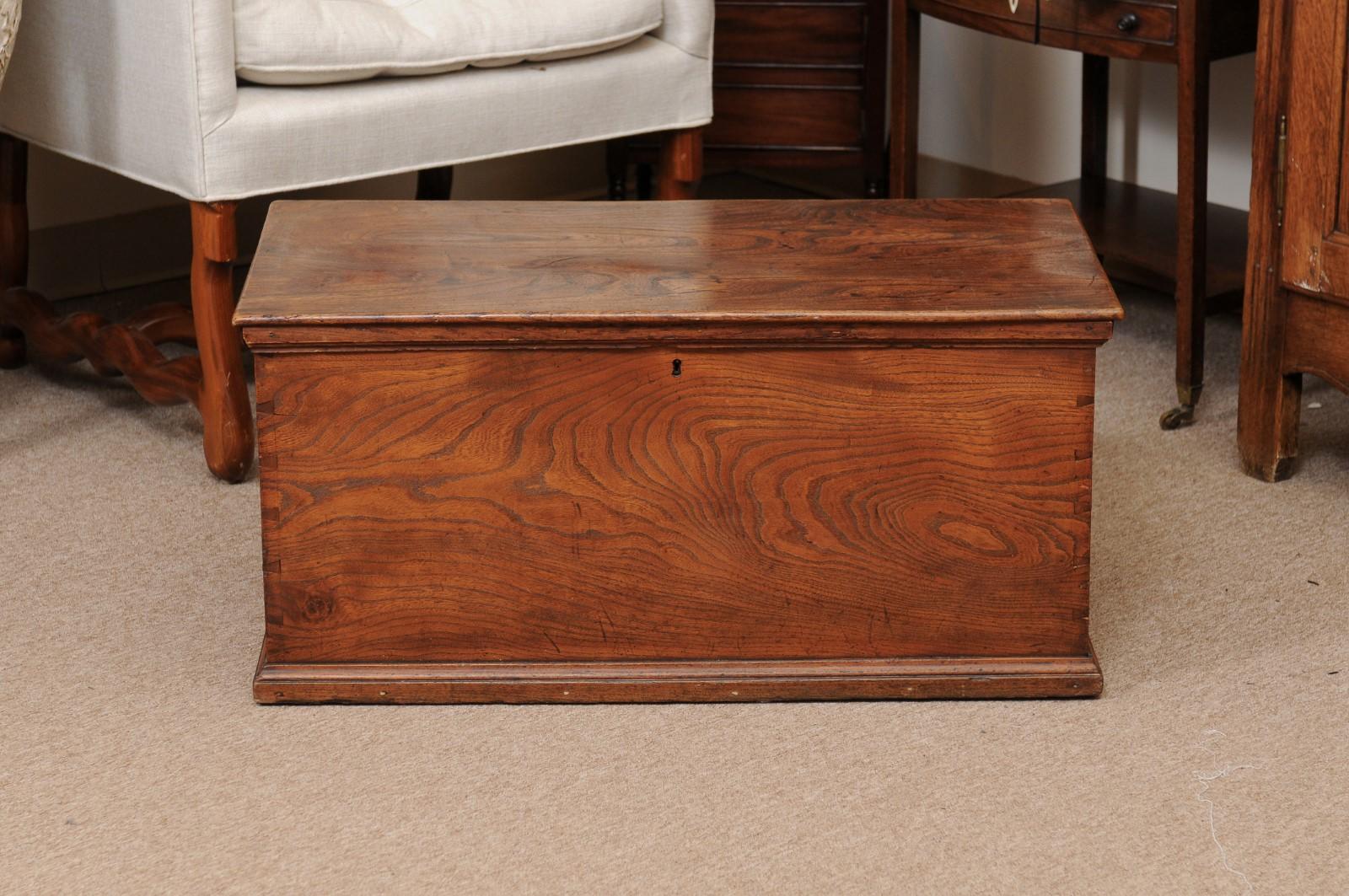19th Century English Elm Trunk For Sale 11