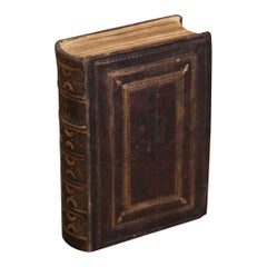 Sacra Bibbia inglese del XIX secolo, rilegata in pelle marrone goffrata e dorata, datata 1847